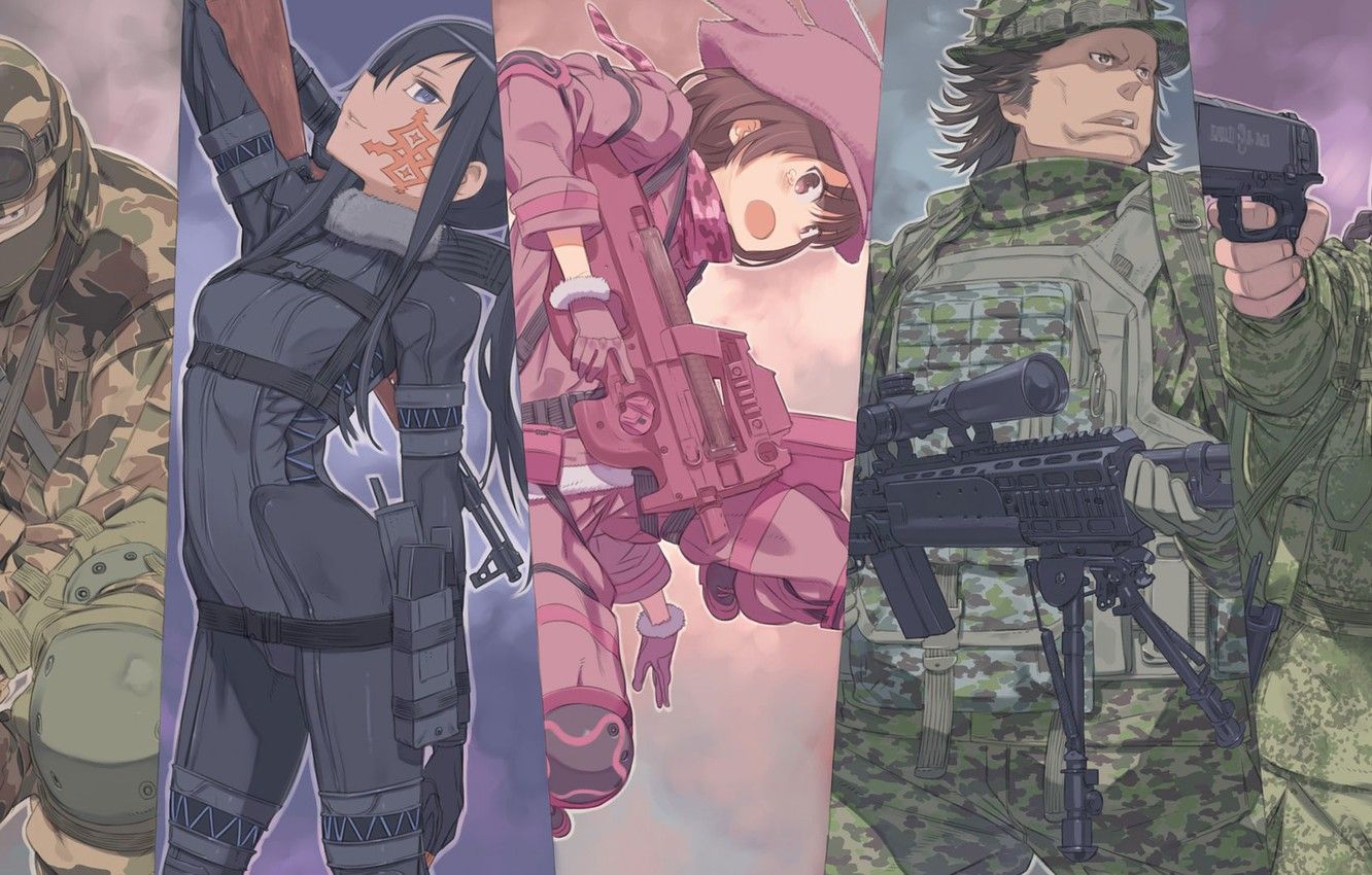Wallpaper collage, characters, Sword art online, Sword Art Online, Sword Art Online Alternative: Gun Gale Online image for desktop, section сёнэн