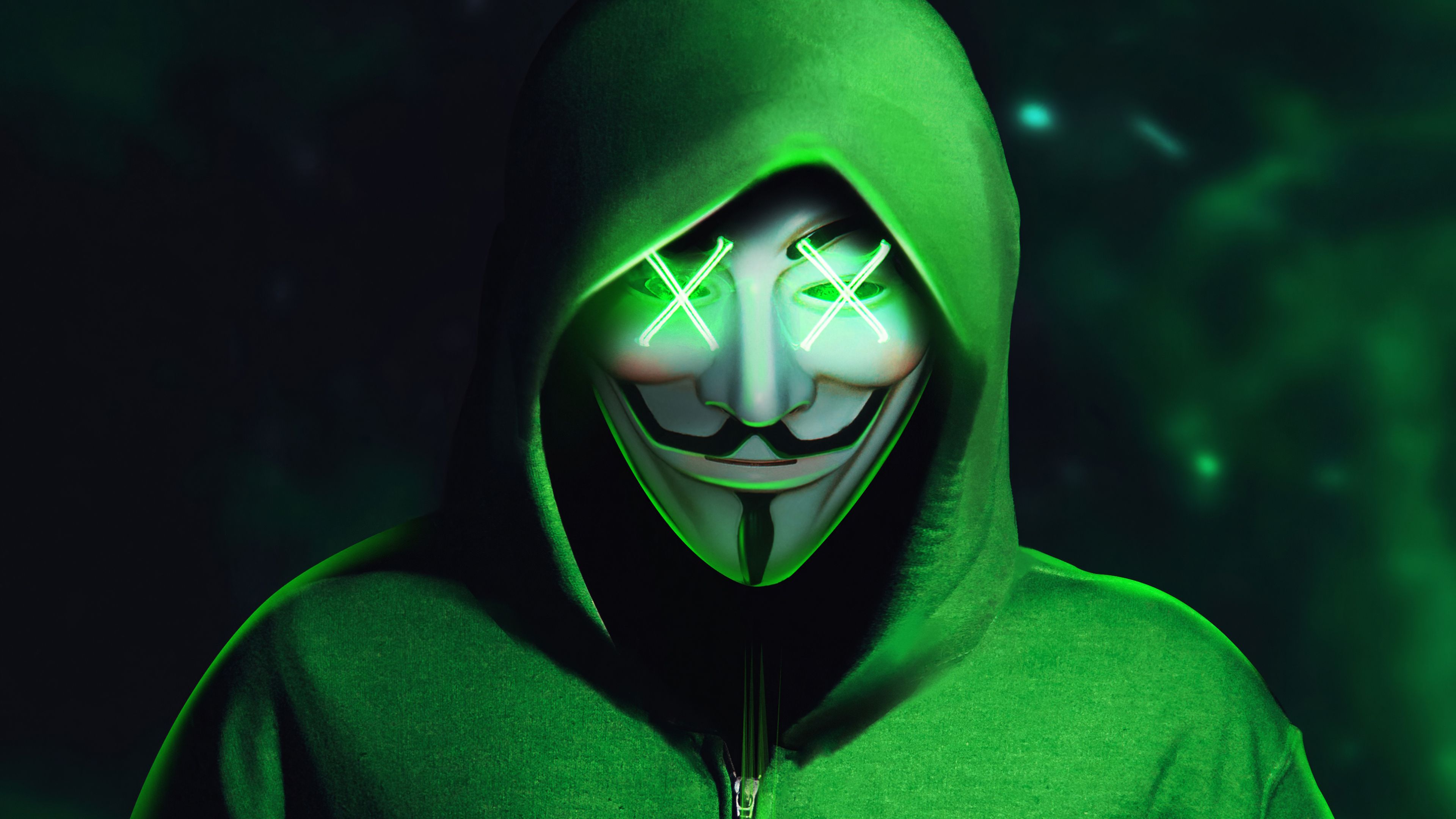 Green Hoodie Anonymus Mask 4k, HD Artist, 4k Wallpaper, Image, Background, Photo and Picture
