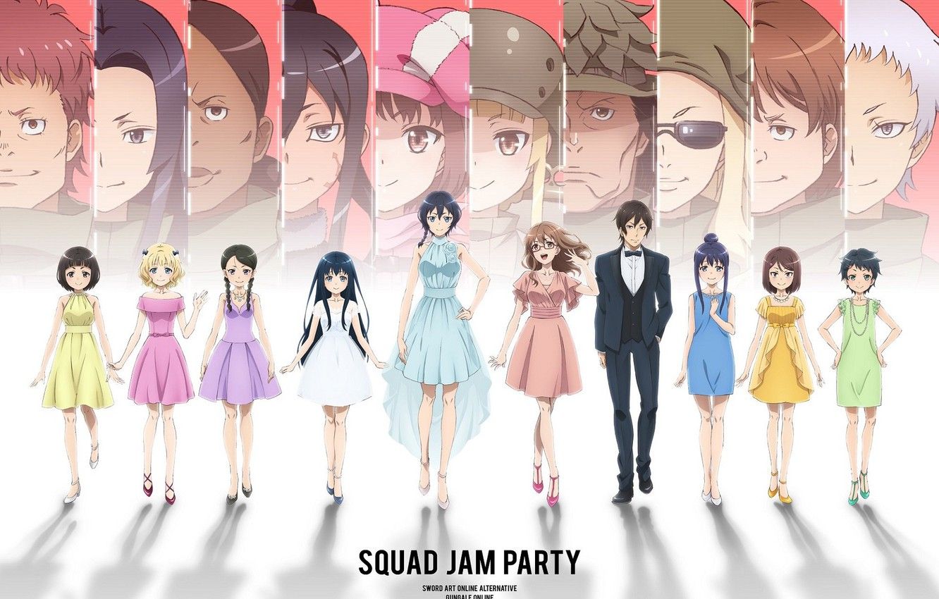 Wallpaper collage, anime, characters, Sword art online, Sword Art Online, Sword Art Online Alternative: Gun Gale Online image for desktop, section сёнэн