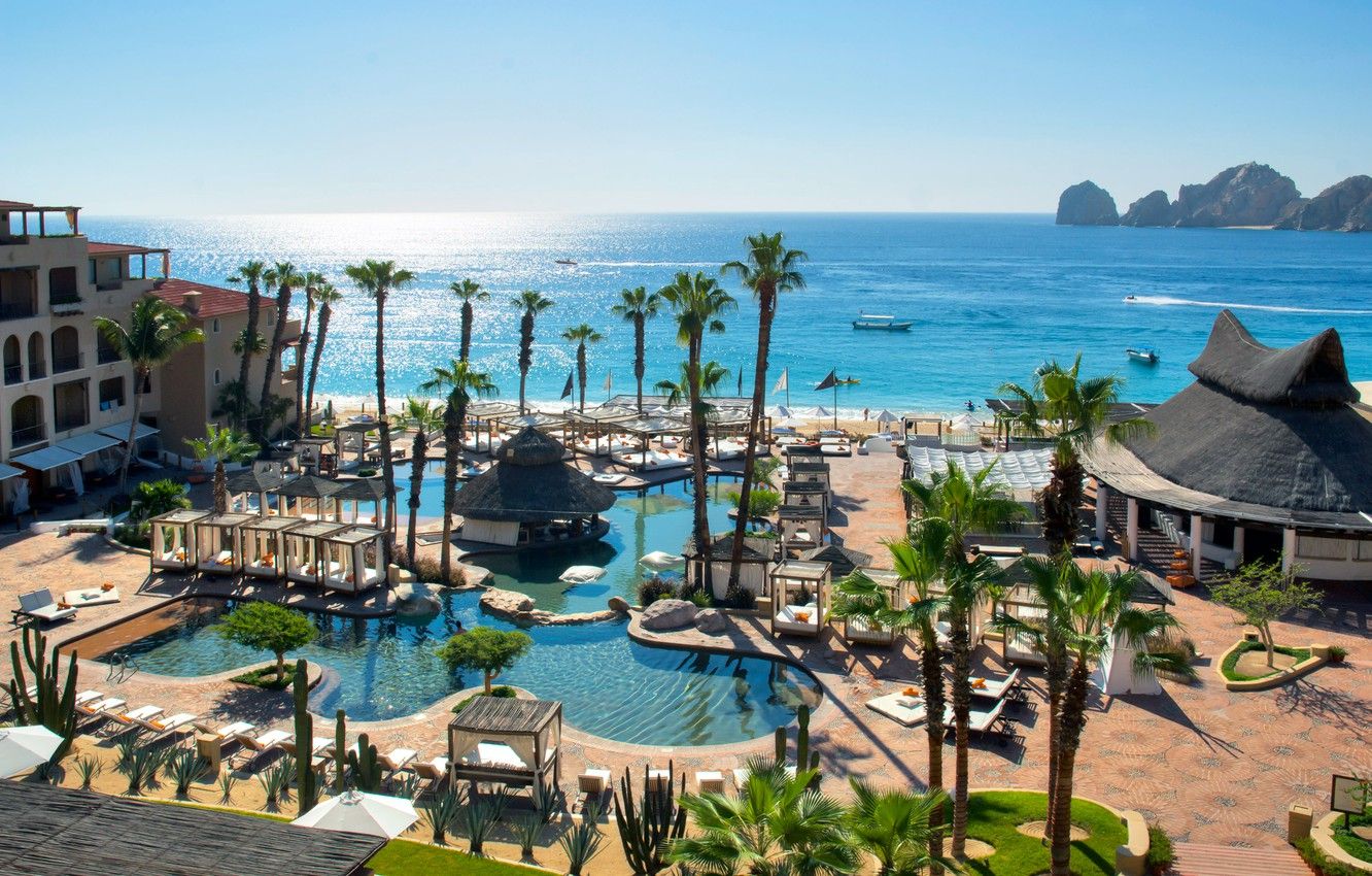 Wallpaper palm trees, the ocean, pool, Mexico, resort, Mexico, Cabo San Lucas, Hotel Deals image for desktop, section город