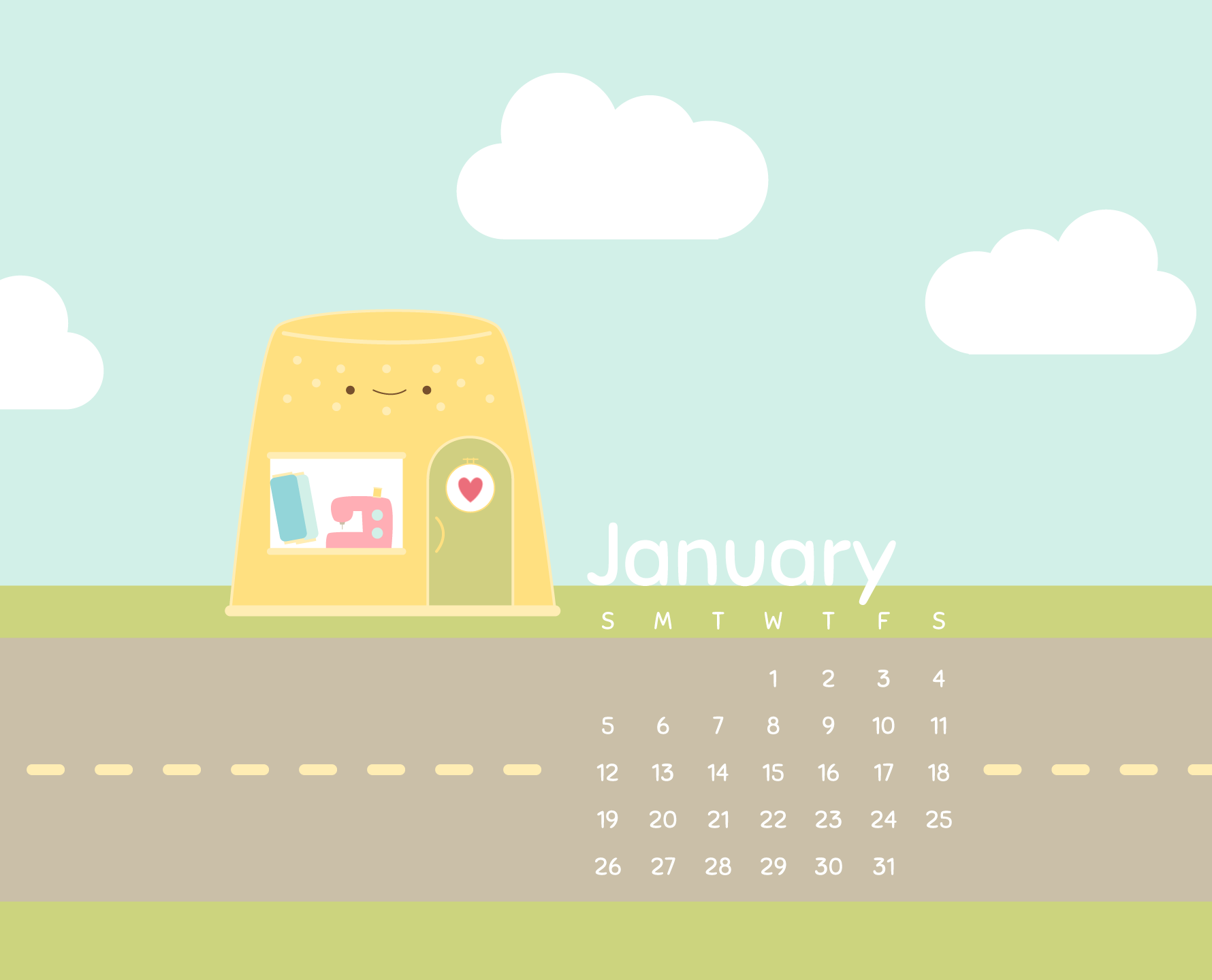 Wild Olive: calendar // january's kawaii crossing wallpaper