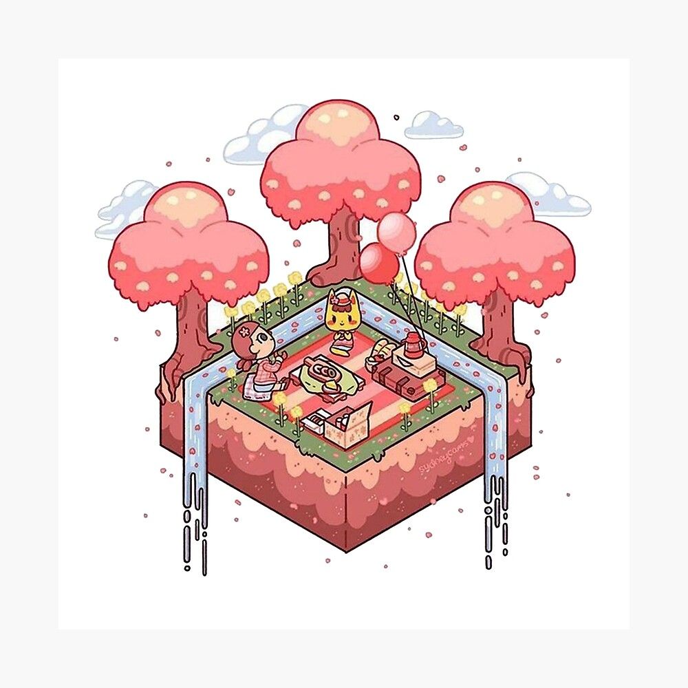 Kawaii Animal Crossing Sakura Pixel Paradise Poster
