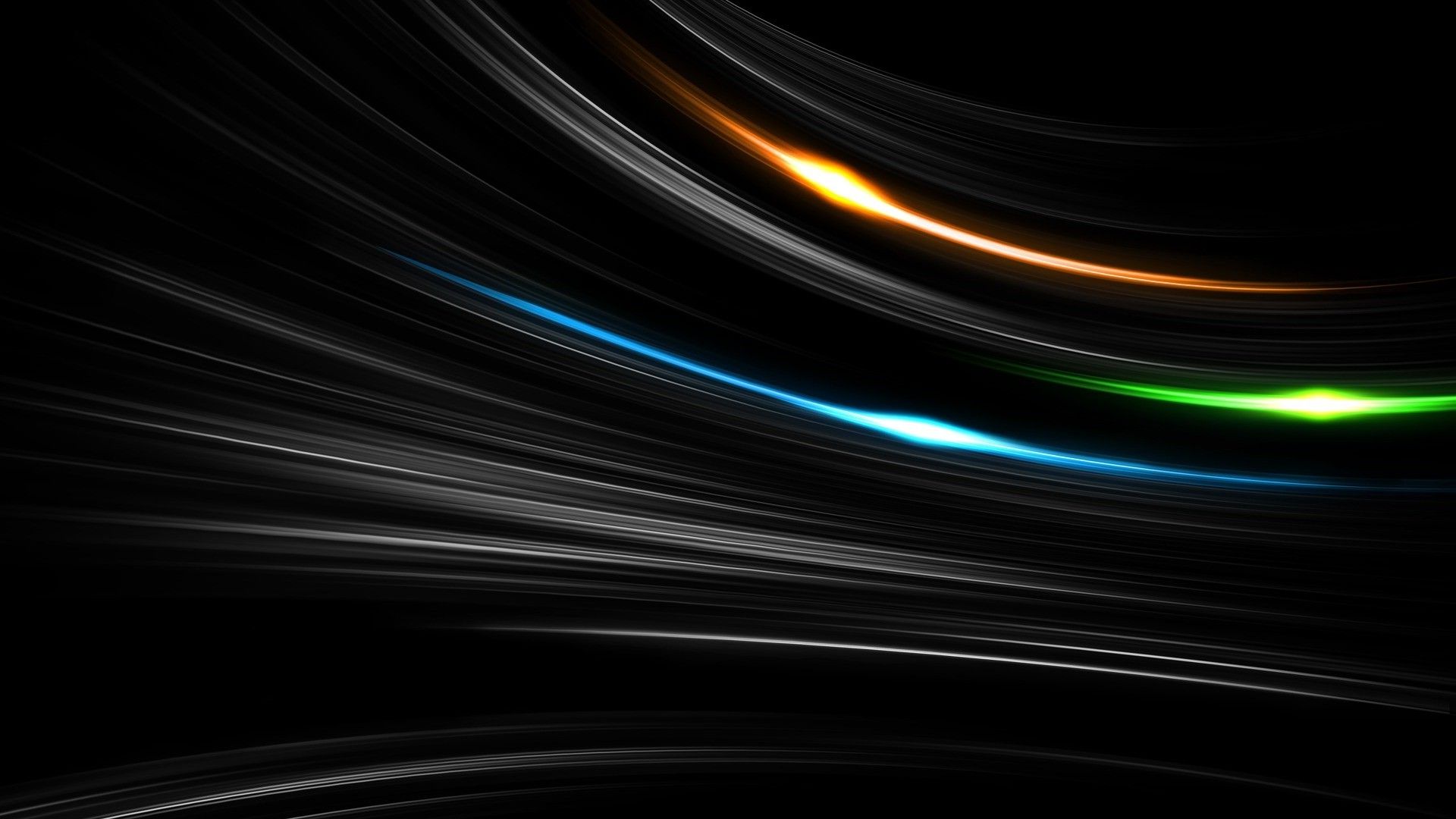 minimalism, Black Background, Digital Art, Abstract, Lines, Glowing, Orange, Blue, Green Wallpaper HD / Desktop and Mobile Background