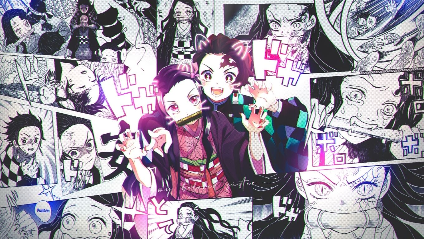 Nezuko and Tanjirou Manga Desktop Laptop HD Wallpaper, HD Anime 4K Wallpaper, Image, Photo and Background