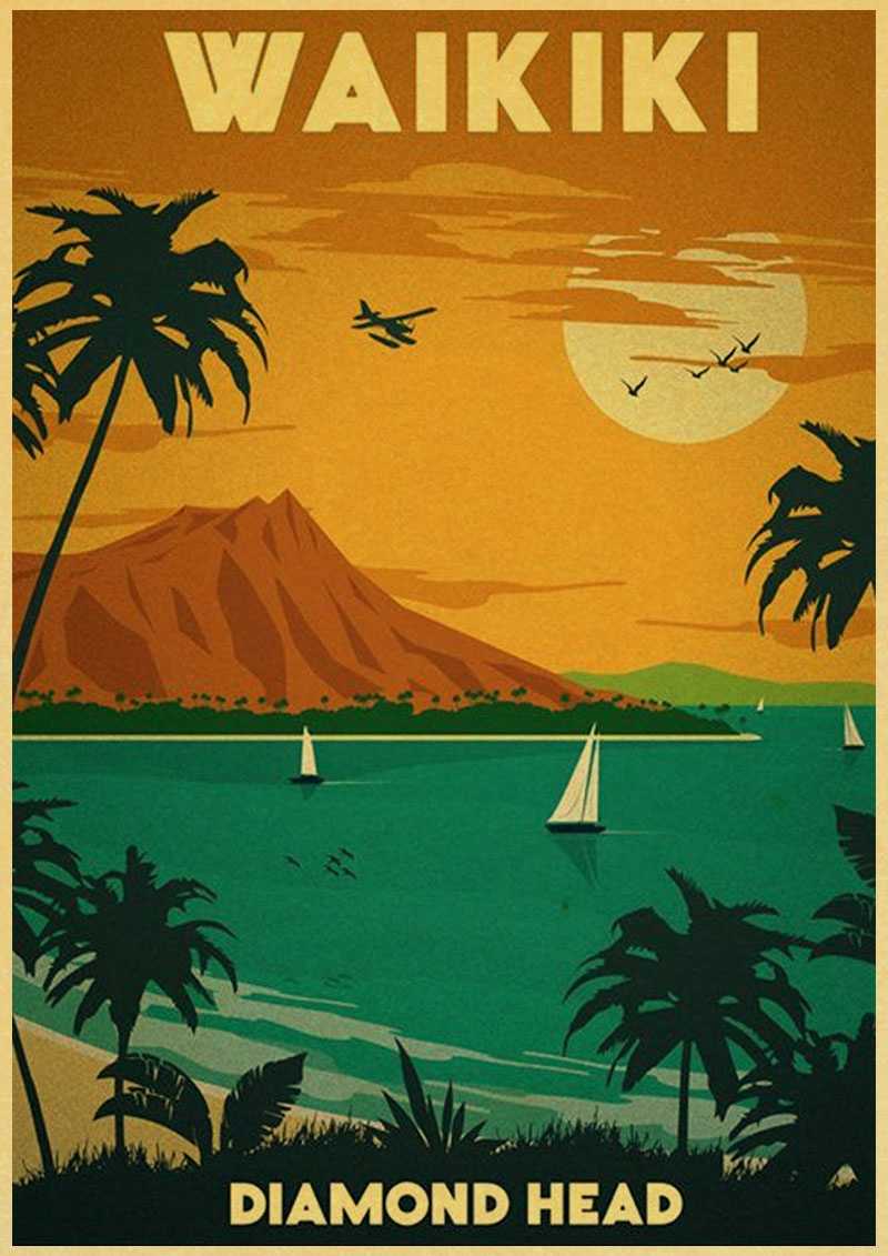 USA CITY Vintage poster Hawaii NaPali design krafts paper retro posters wall stickers wall painting wallpaper cafe bar pub decor. decoration design. vintage posterretro poster