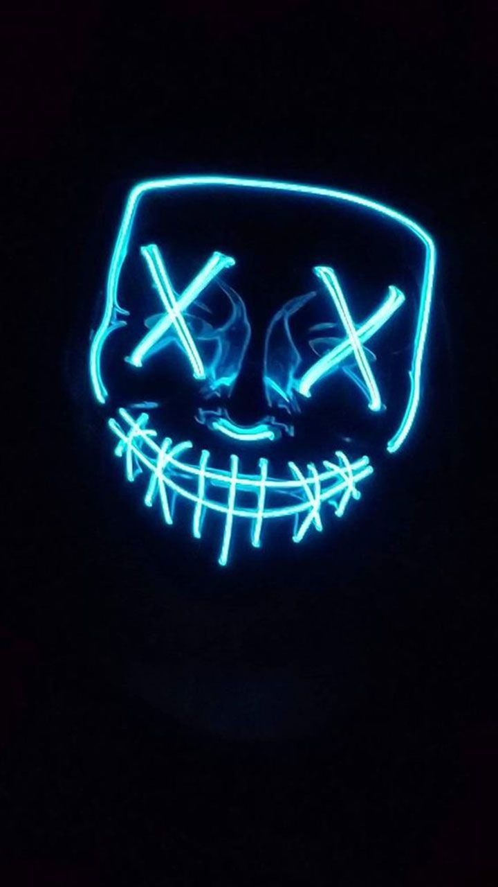 Neon Halloween Mask. Wallpaper neon, Wallpaper hypebeast, Wallpaper gelap