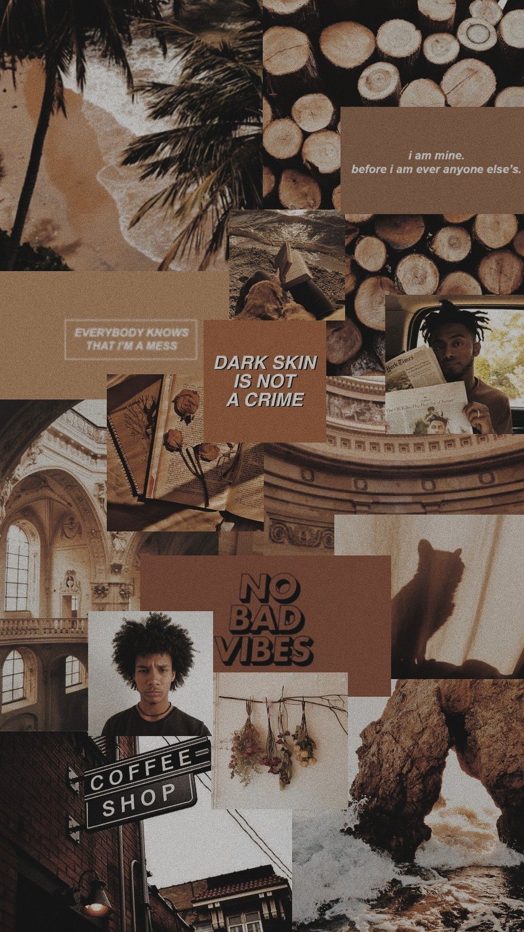 Color Brown Aesthetic Collage Lockscreen #marlonchagas. Aesthetic Collage, Aesthetic Pastel Wallpaper, Brown Aesthetic