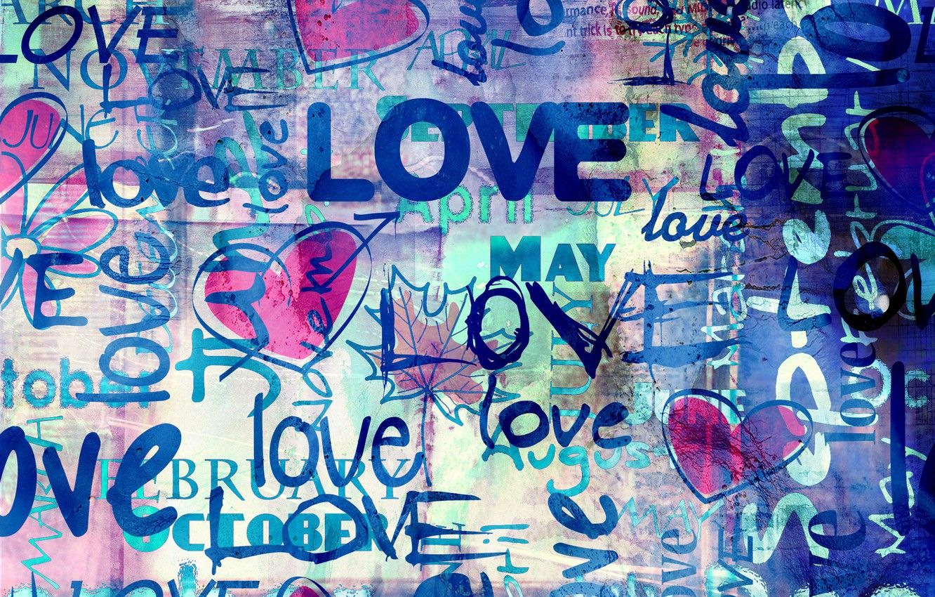 Wallpaper love, blue, style, labels, background, Love, hearts, hearts, blue background image for desktop, section стиль