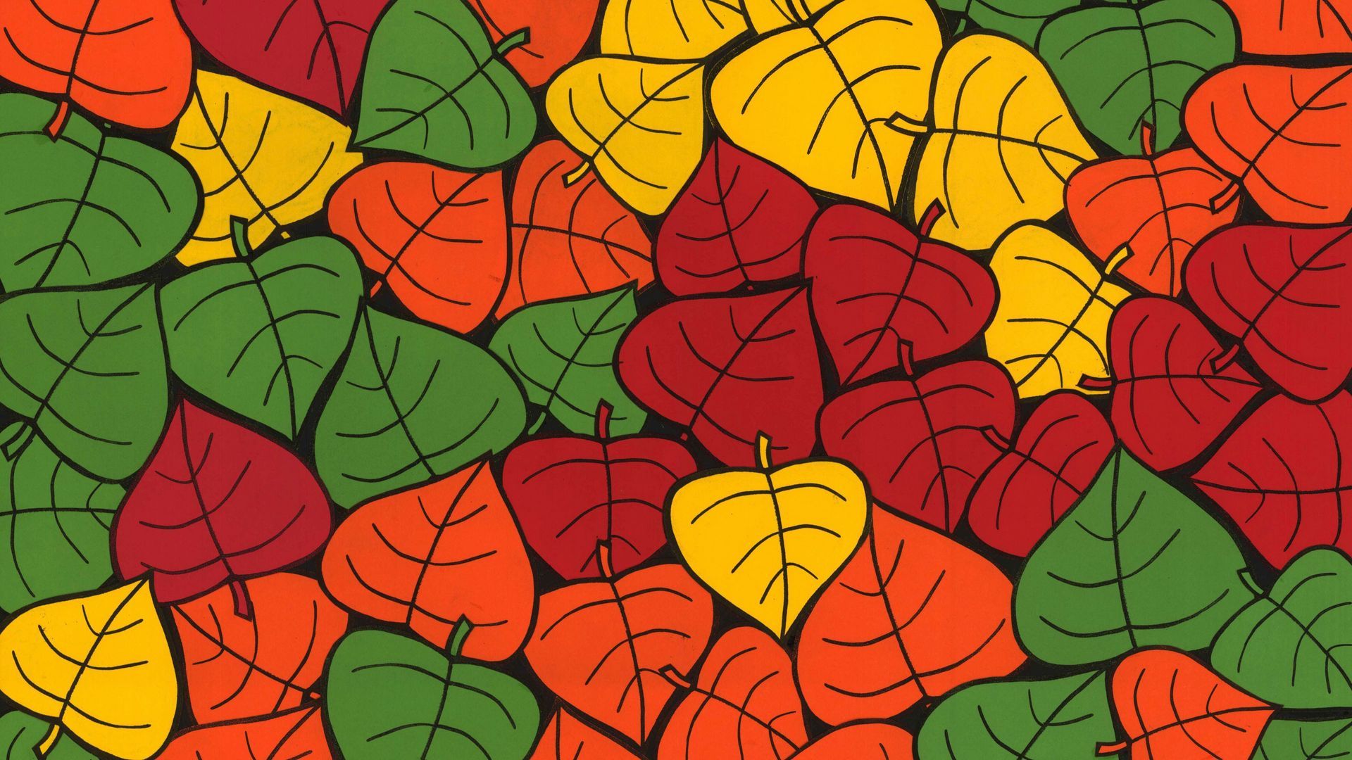 Download wallpaper 1920x1080 leaves, art, colorful, autumn, collage full hd, hdtv, fhd, 1080p HD background