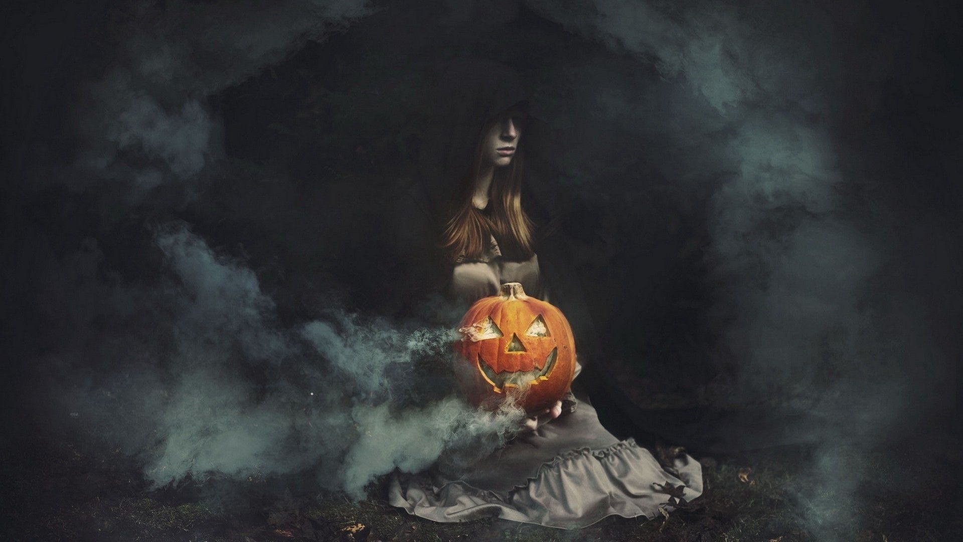 Girl Pumpkin Halloween Dark Wallpaper HD. Fantasy art, Artwork, Halloween wallpaper