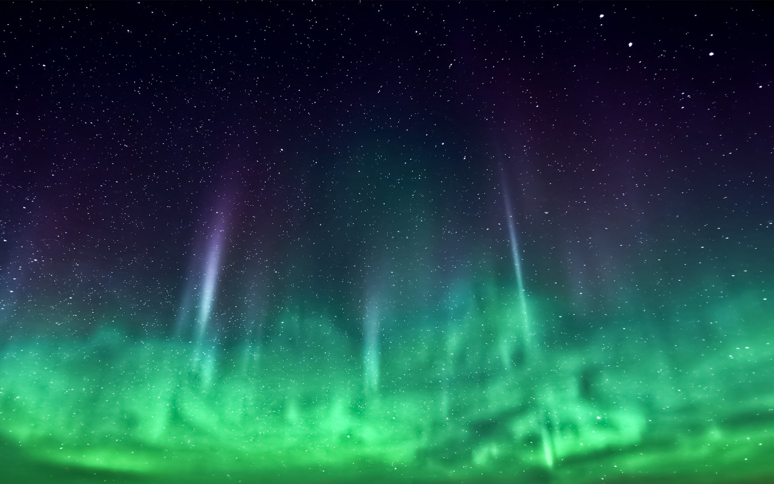 Green Light Sky Aurora Borealis stars northern space wallpaperx1600