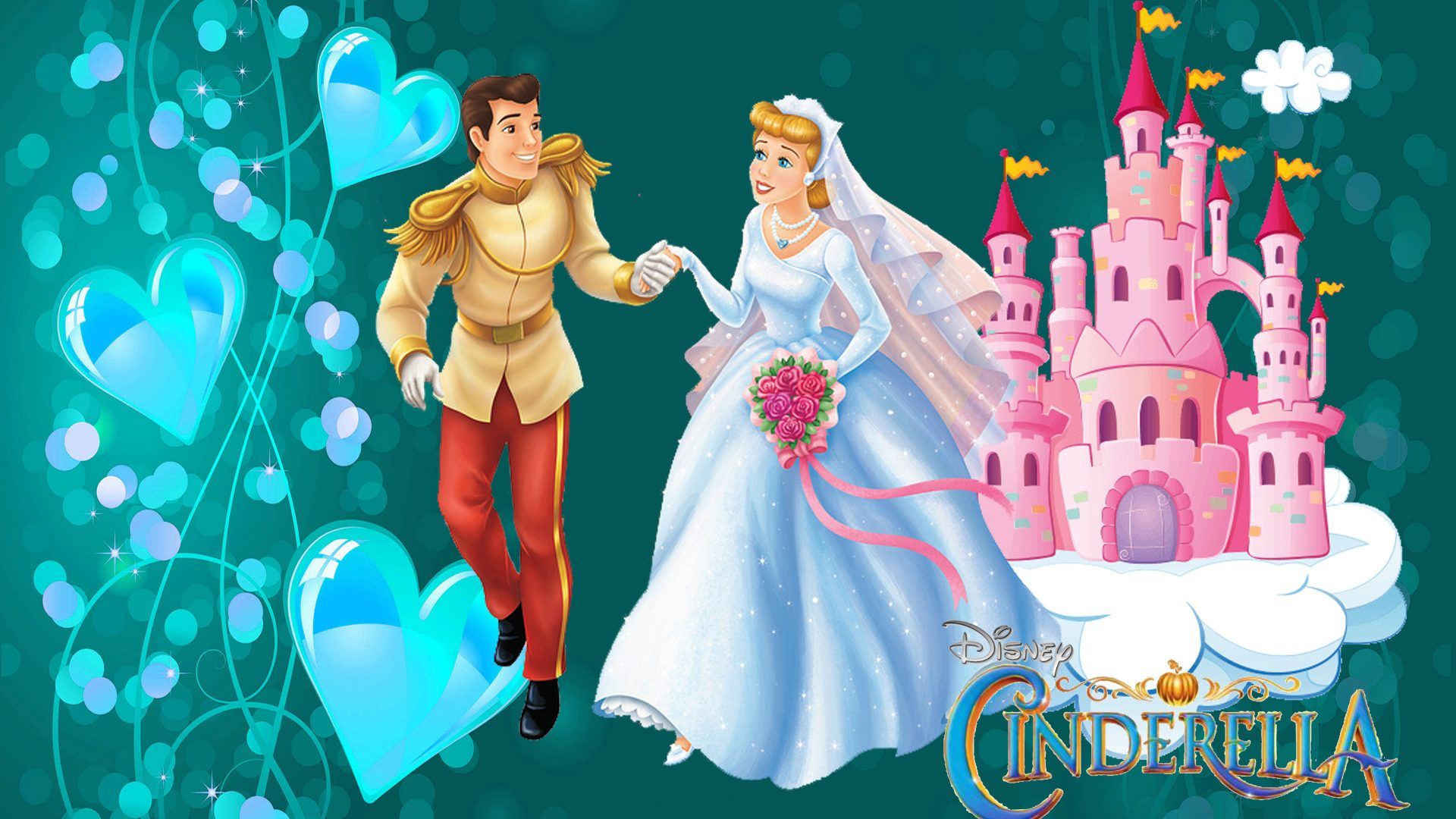 Cartoon Disney Princess Cinderella And Prince Charming Wedding Love Couple Wallpaper HD 1920x1200, Wallpaper13.com