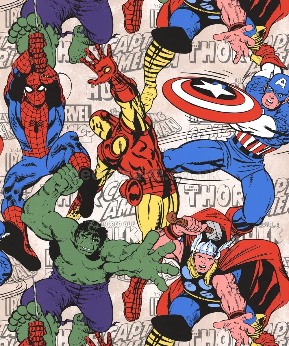 Marvel Comics Superheroes Hulk Iron Man Captain America Wallpaper: Amazon.co.uk: DIY & Tools