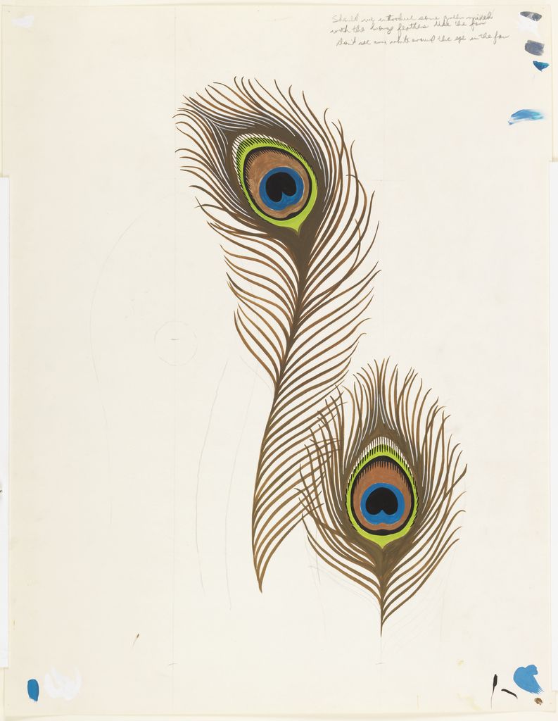 Drawing, Cartoon for Wallpaper and Textile: Peacock, 1960. Objects. Collection of Cooper Hewitt, Smithsonian Design Museum