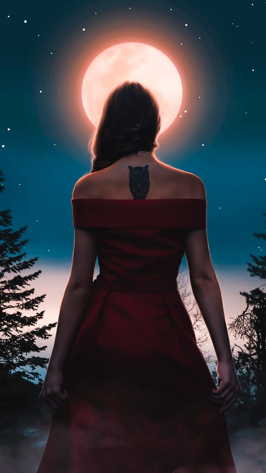 Full HD Image For Wallpaper Moon And Girl