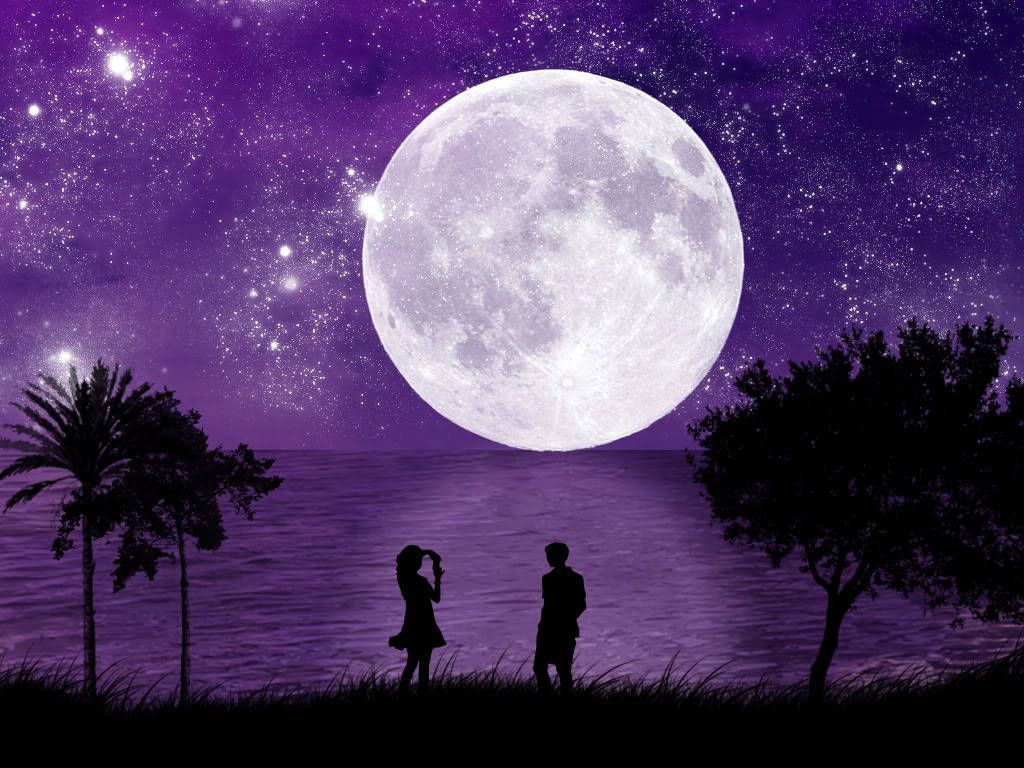 Good Night Wallpaper For Love Picture and Image. Purple sky, Picture, Beautiful moon