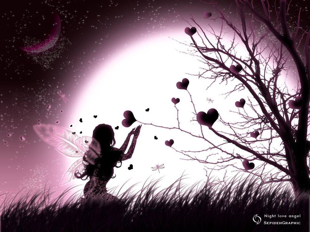 Download wallpaper: Love, girl, moon, night, love