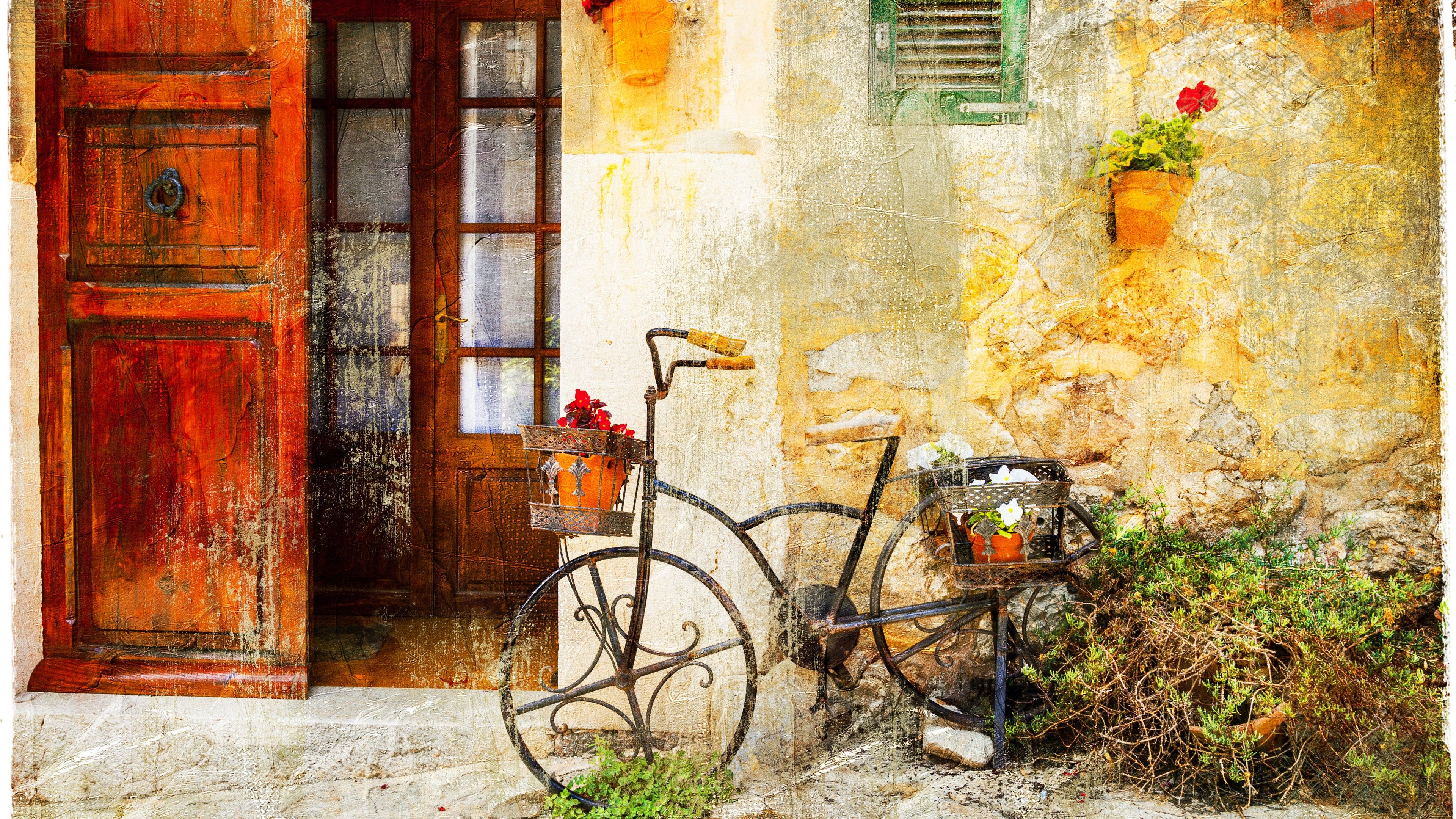 Wallpaper Bicycle, vintage, old house, 8K, Art