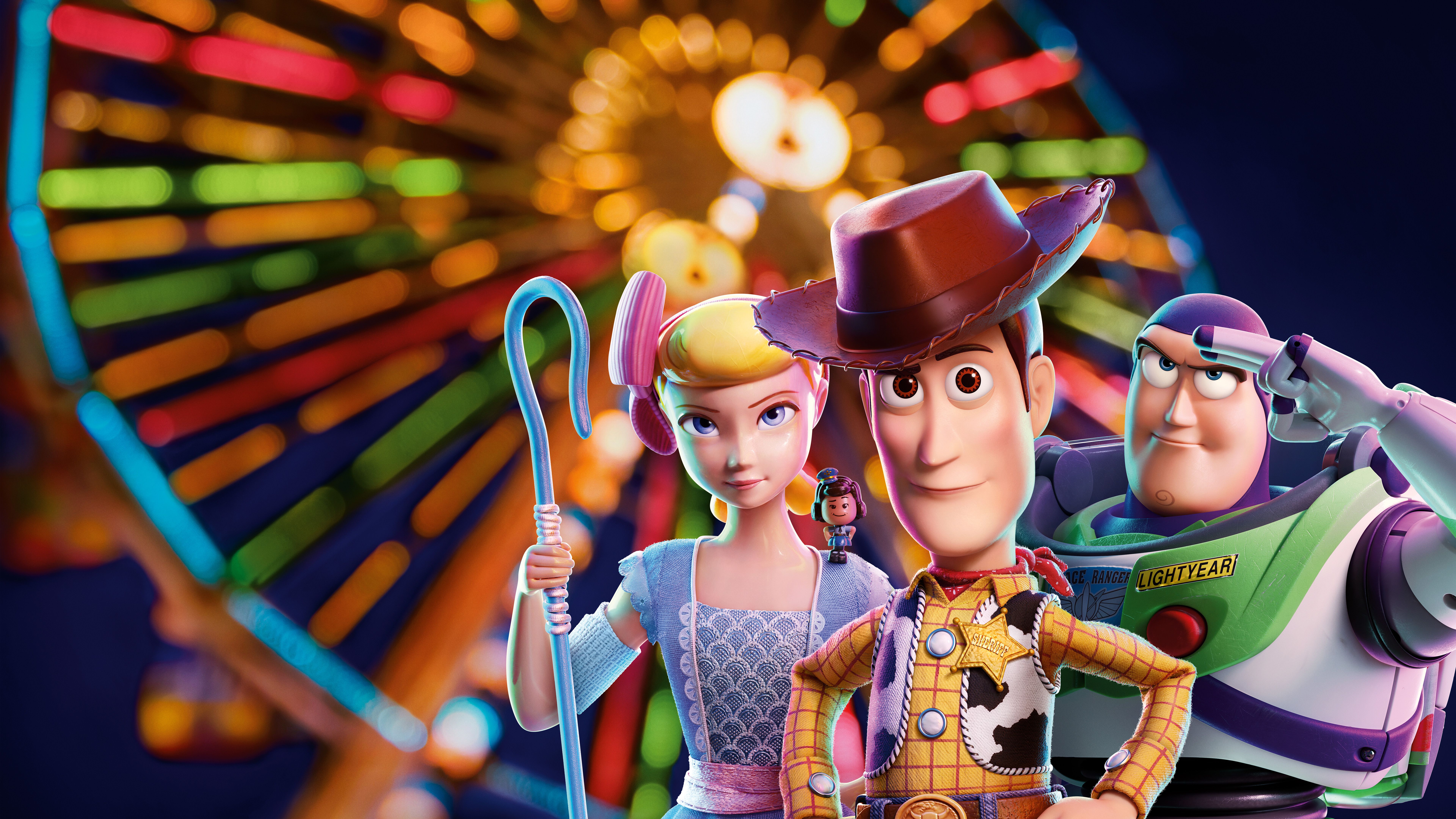 Toy Story 4 Bo Peep Woody Buzz Lightyear 4K 8K Wallpaper