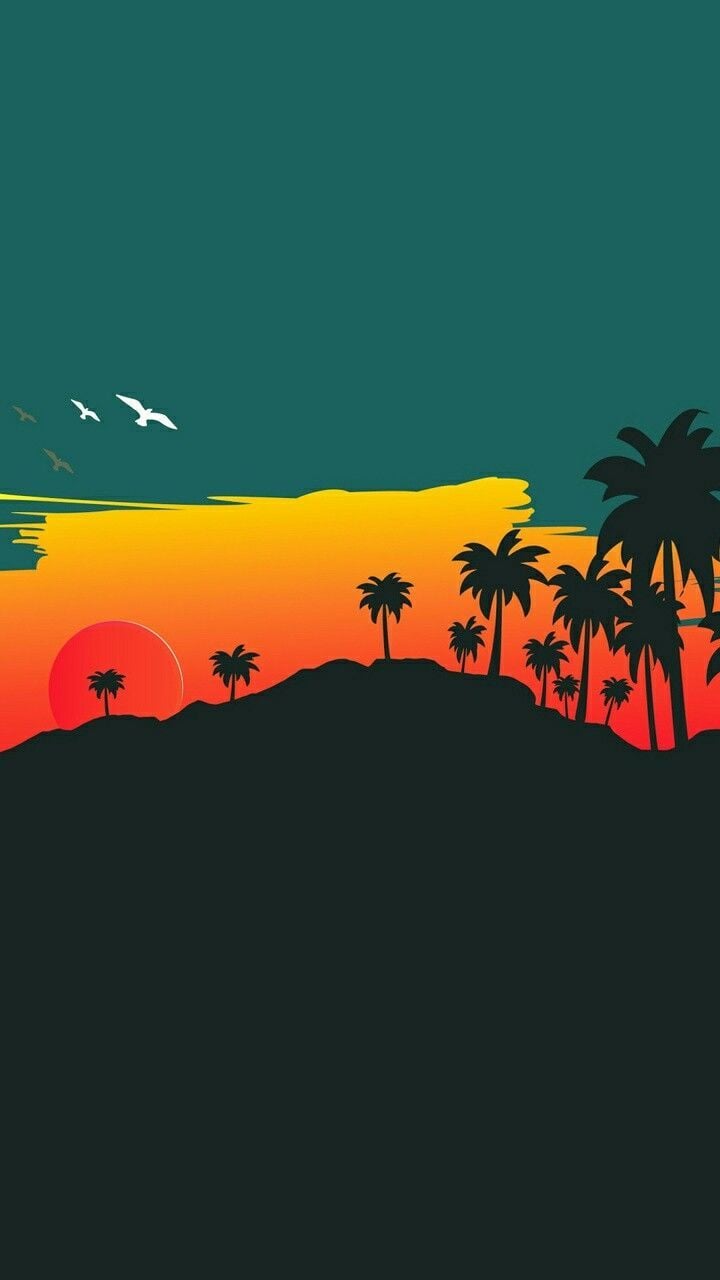 Palm tree sunset. Inspirational wallpaper, Cool wallpaper, Mobile wallpaper