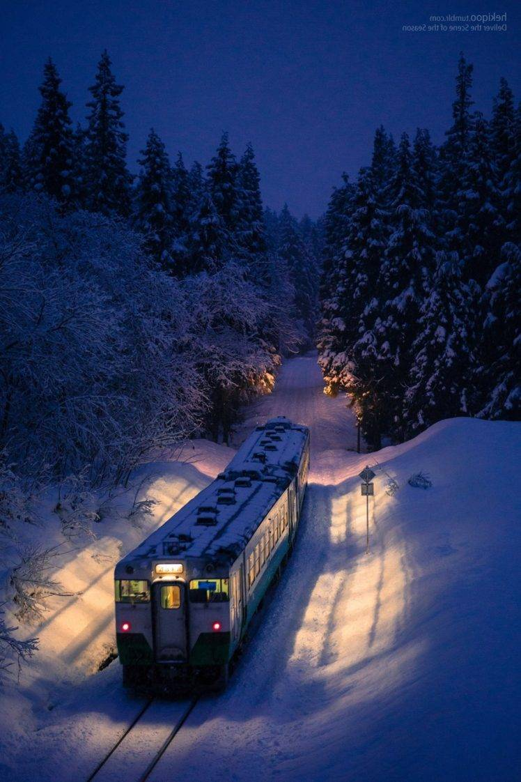 train, Night, Winter Wallpaper HD / Desktop and Mobile. Winter desktop background, Winter wallpaper hd, Winter wallpaper