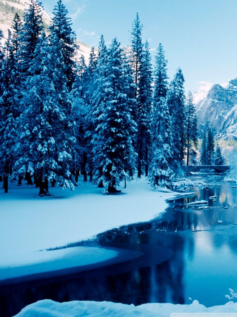 Blue Winter Landscape Ultra HD Desktop Background Wallpaper for 4K UHD TV, Tablet