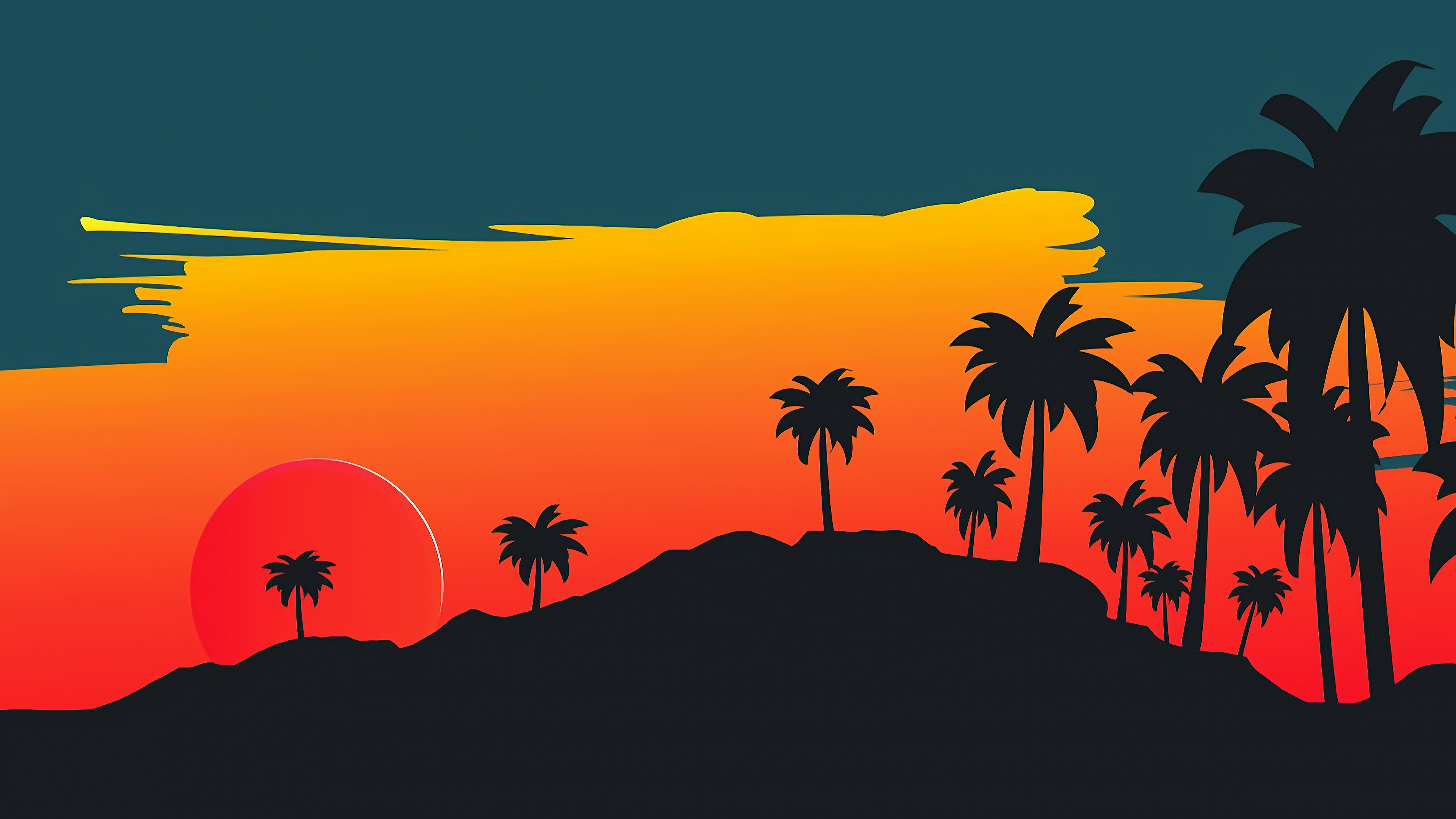 Wallpaper Sunset, Minimal, Dark, CGI, HD, 4K, Nature,. Wallpaper for iPhone, Android, Mobile and Desktop