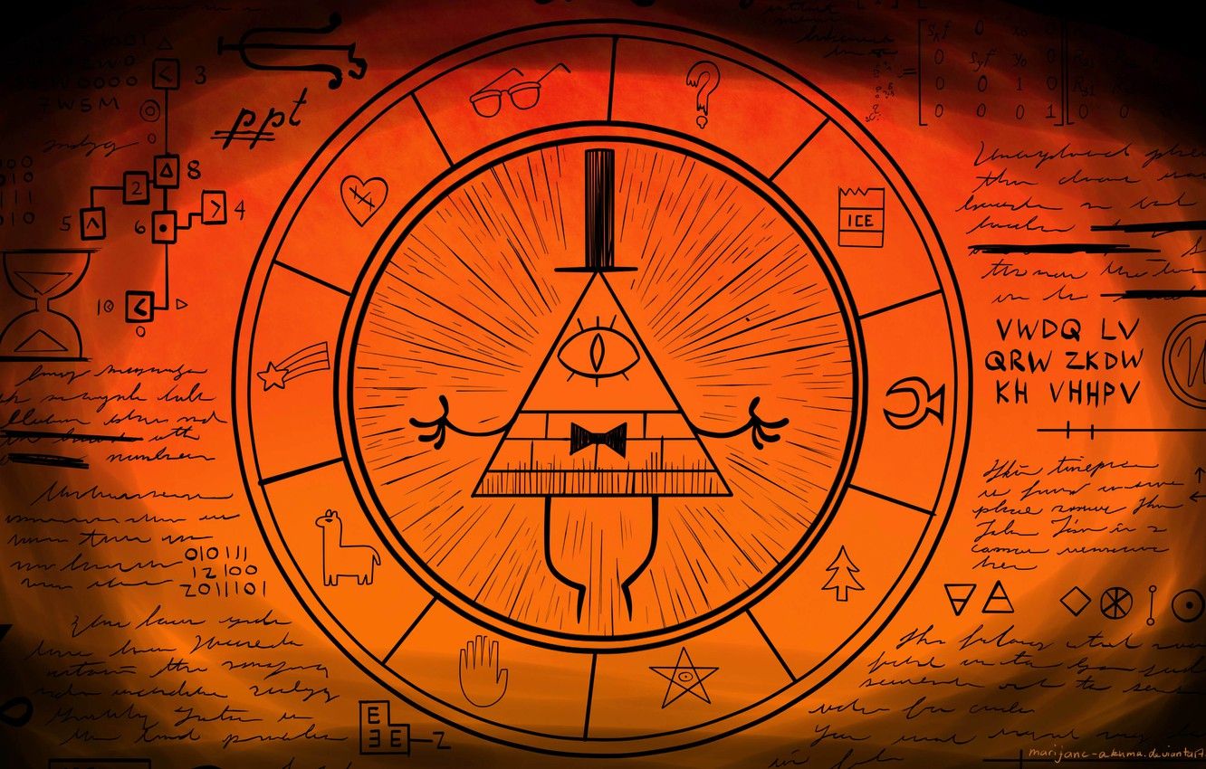 Wallpaper Gravity Falls, Bill Cipher, Gravity Falls, Bill Cipher, Remember! Reality is an illusion, the universe is a hologram, buy gold image for desktop, section фильмы
