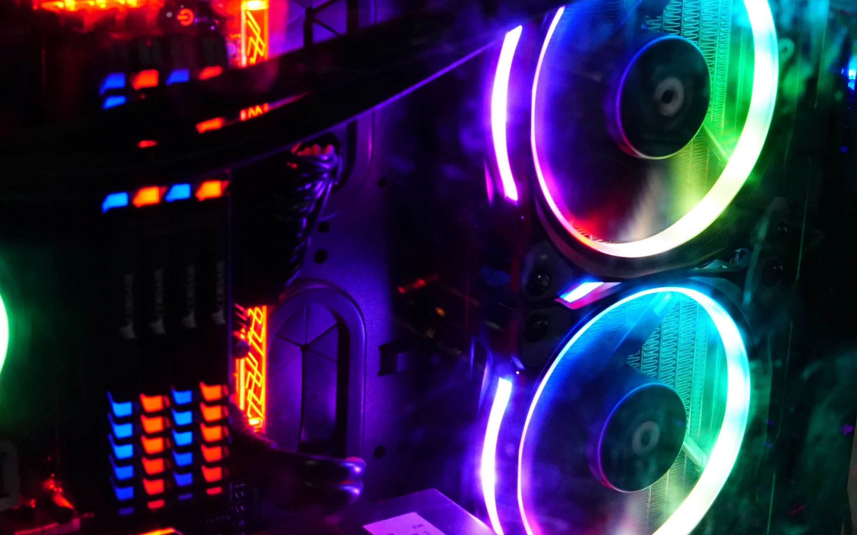 Download 2880x1800 Gaming Rig, Rgb Colors, Neon, Coolers, Rams Wallpapers for MacBook Pro 15 inch