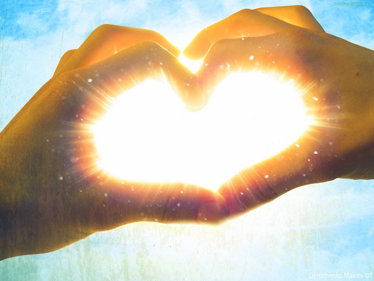 beautiful desktop wallpaper 2014: Wallpaper love heart shaped hand sunlight