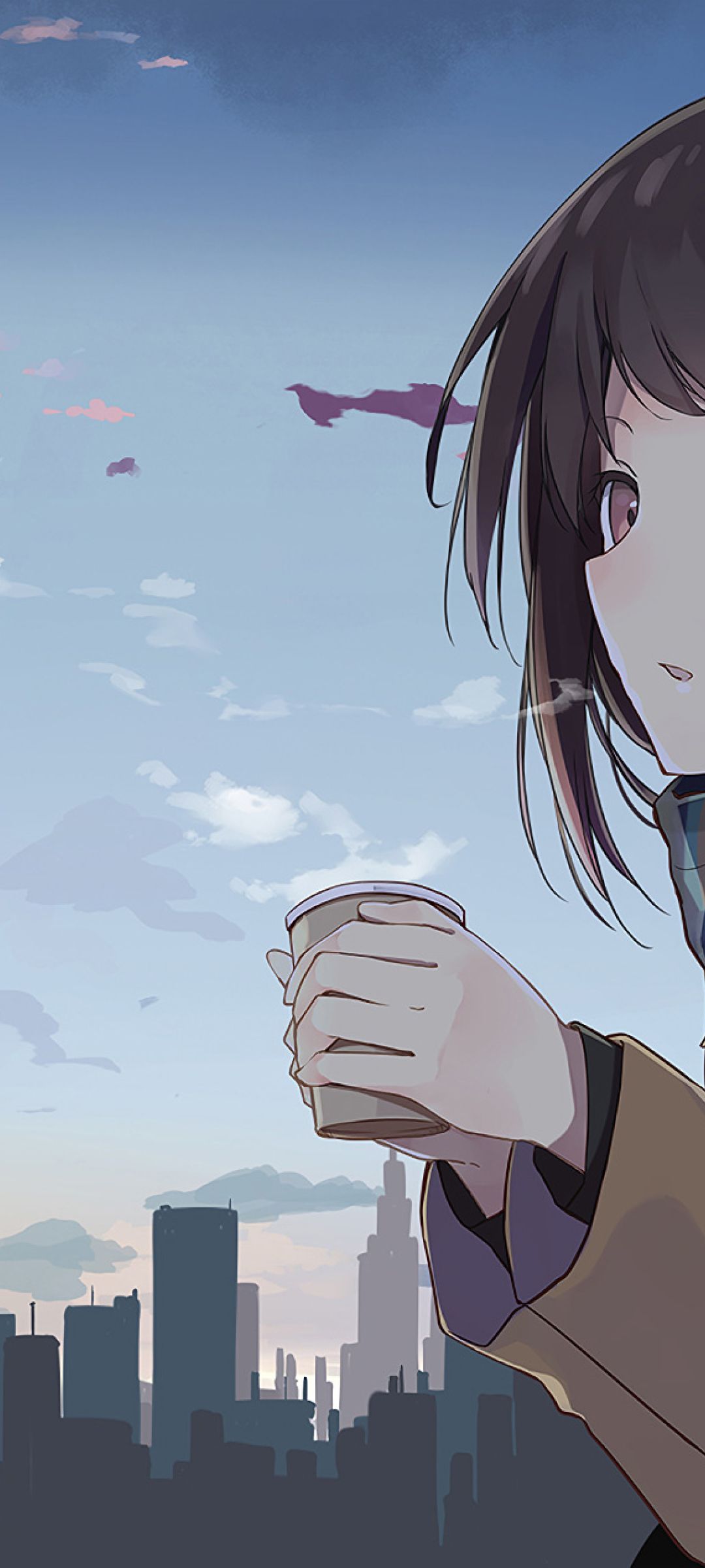 Anime Girl Holding Tea Outside 1080x2400 Resolution Wallpaper, HD Anime 4K Wallpaper, Image, Photo and Background