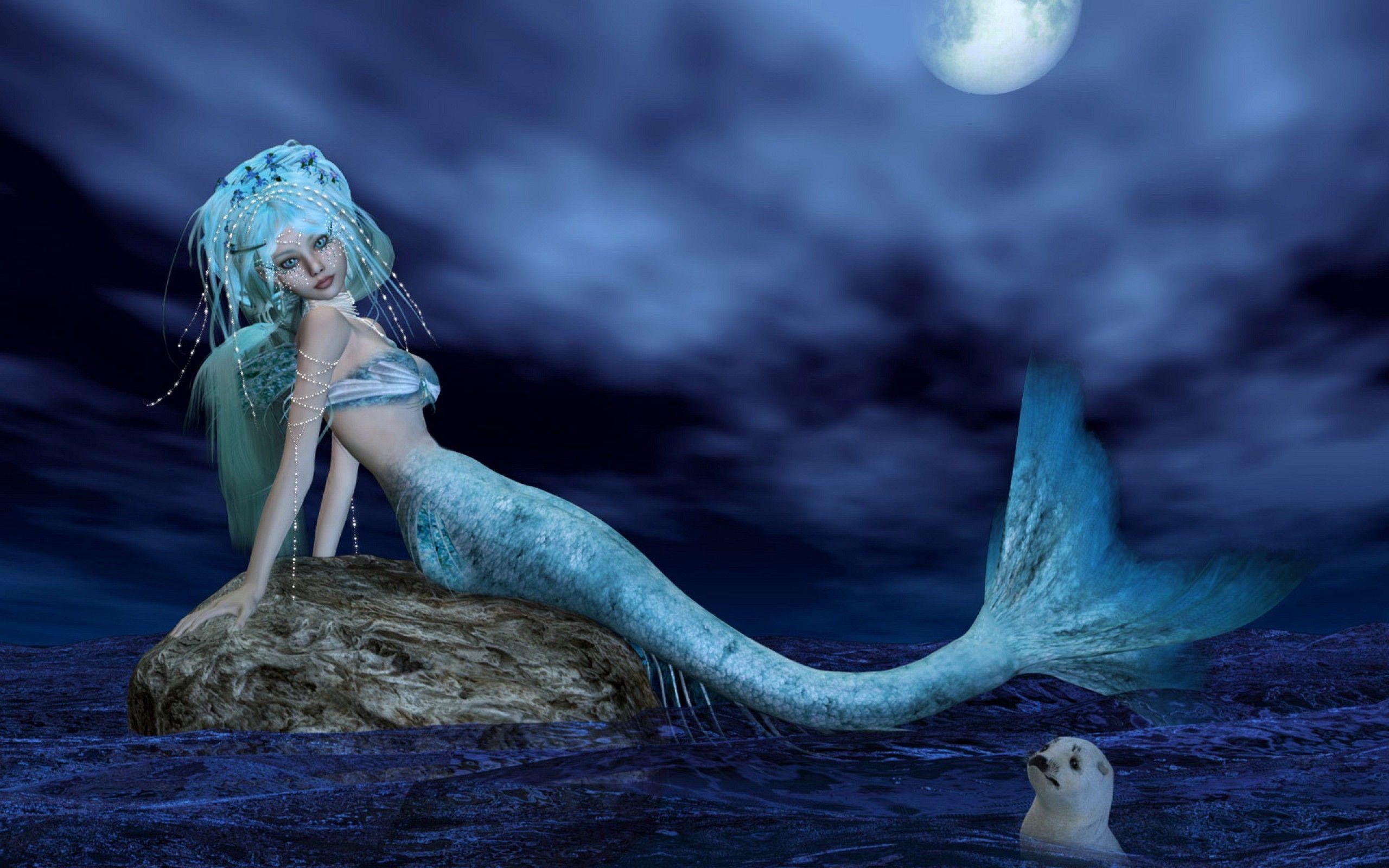 3D Beautiful Blue Sea Mermaid Widescreen Wallpaper. Wide Wallpaper.NET