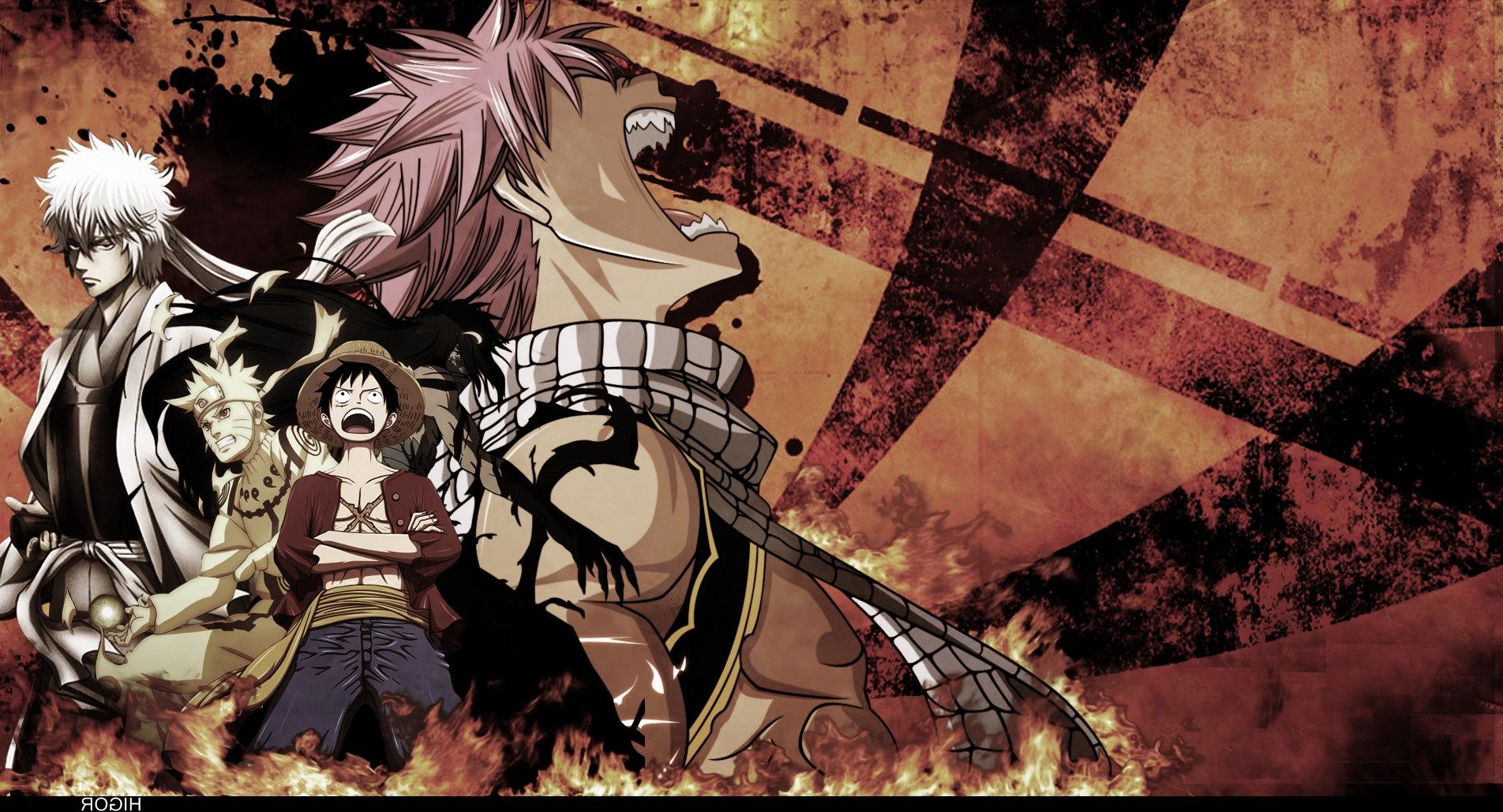 anime one piece bleach dragneel natsu kurosaki ichigo uzumaki naruto monkey d_ luffy crossover anime boys wallpaper. Mocah.org HD Desktop Wallpaper