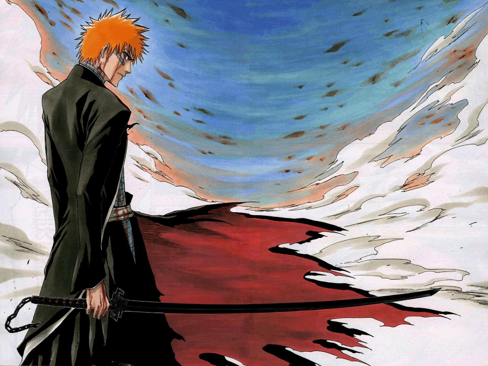 Download wallpaper anime, bleach, Ichigo Kurosaki, bankai, section shonen  in resolution 1024x768