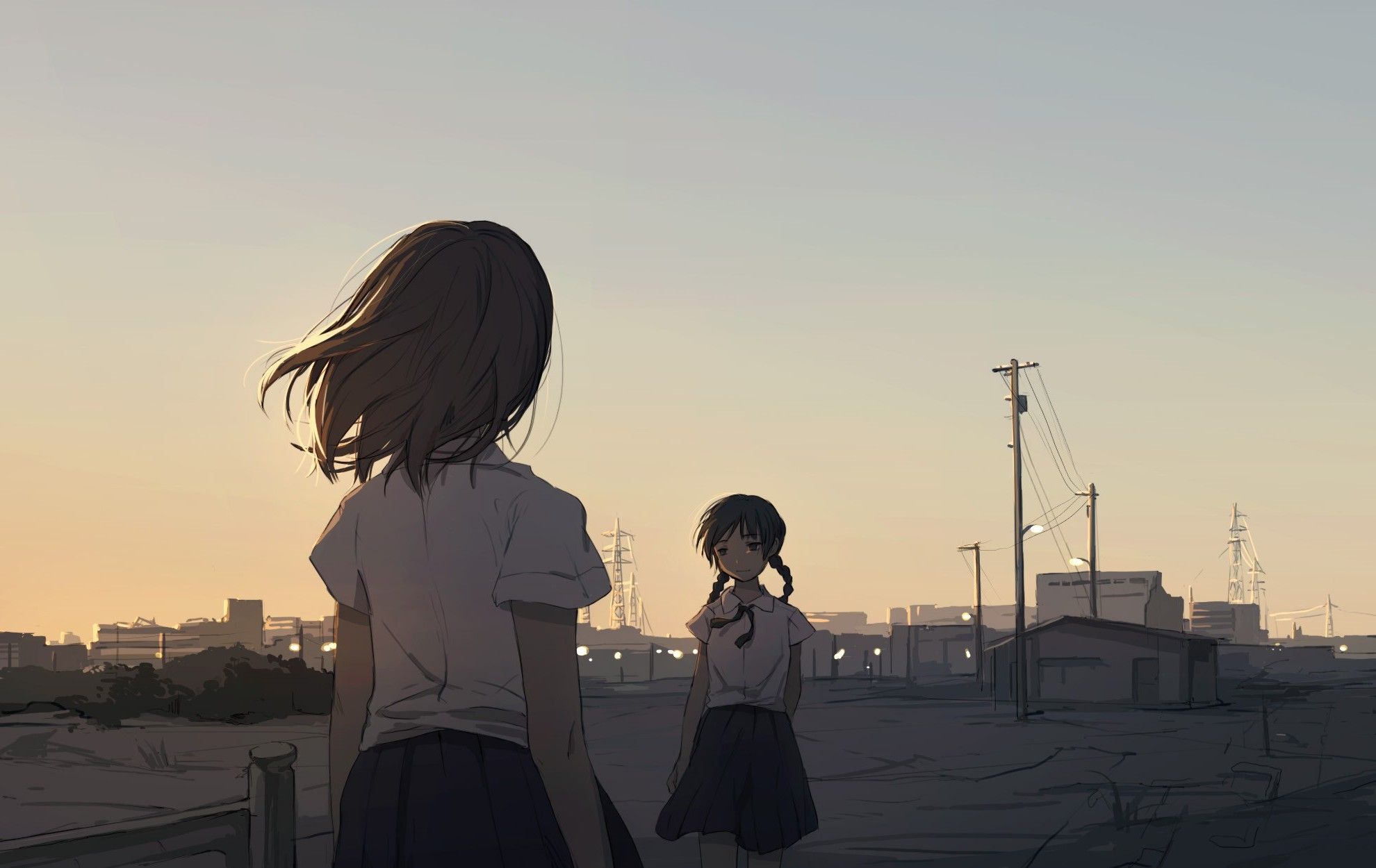 anime, Anime Girls, School Uniform, Original Characters, Short Hair Wallpaper HD / Desktop and Mobile Background