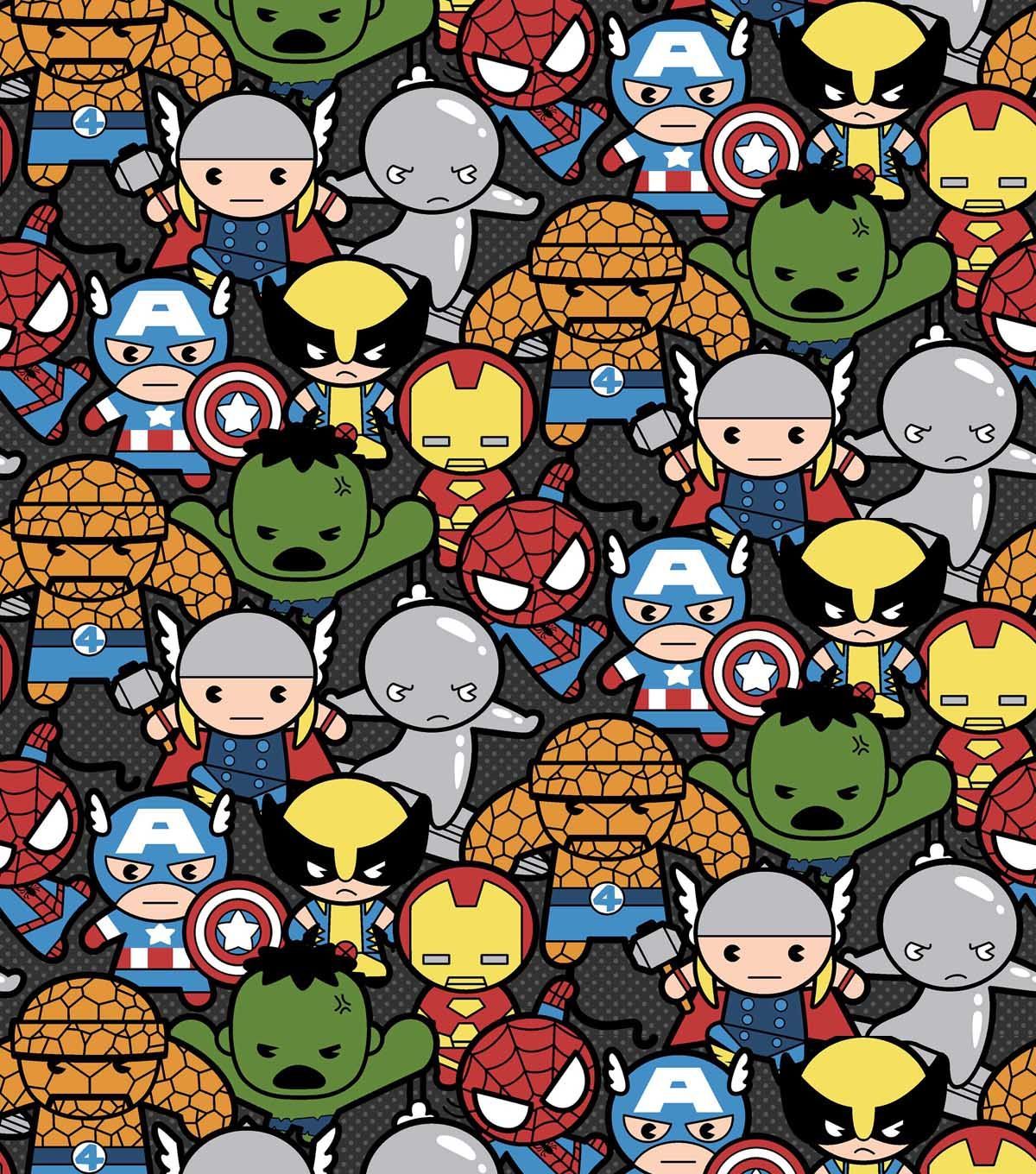 Marvel Kawaii Cotton Fabric at Joann.com. Marvel comics wallpaper, Marvel comics superheroes, Superhero wallpaper