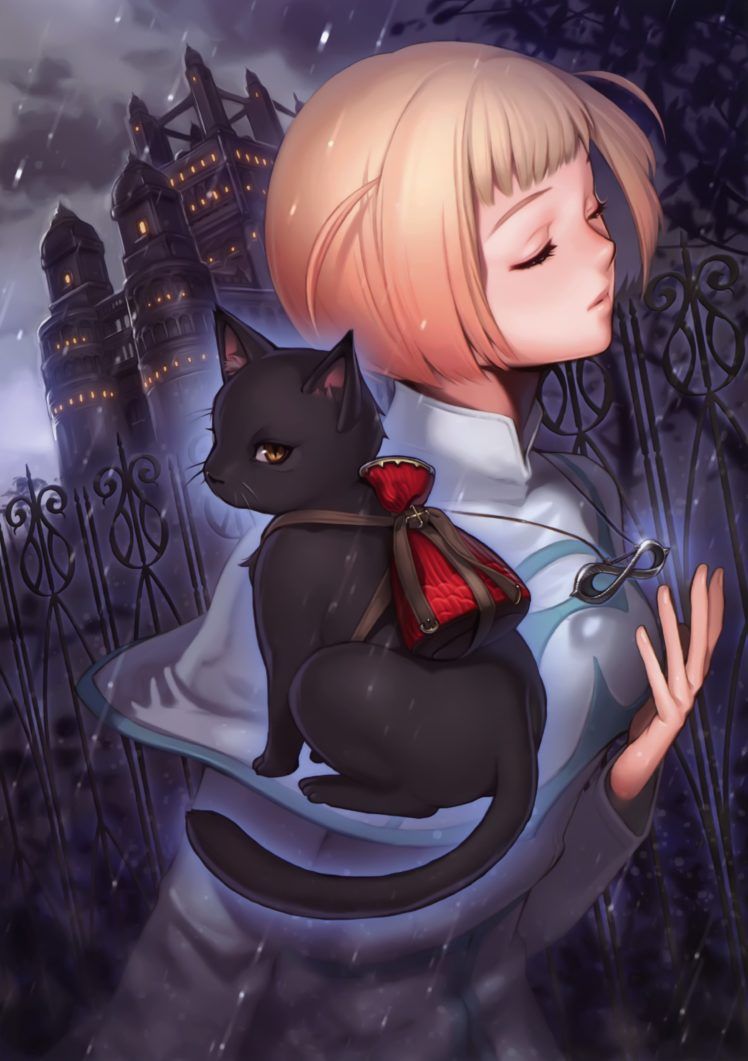 original, Anime, Girl, Cat, Short, Hair Wallpaper HD / Desktop and Mobile Background