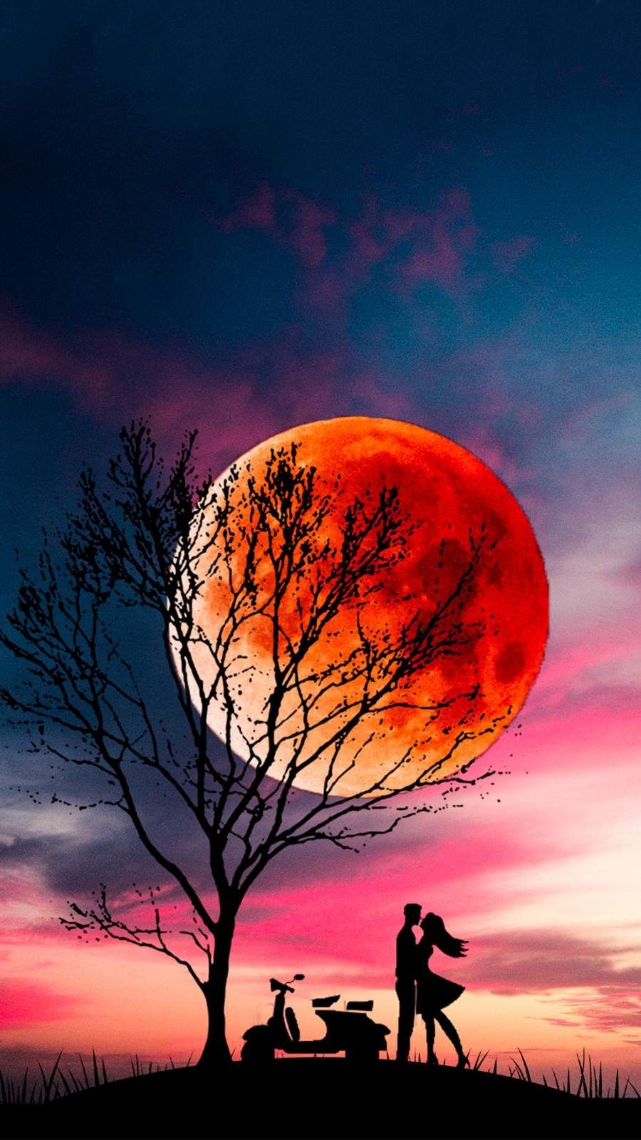 Sunset Moon Lovers iPhone Wallpaper. iPhone wallpaper, Beautiful nature wallpaper, Love wallpaper