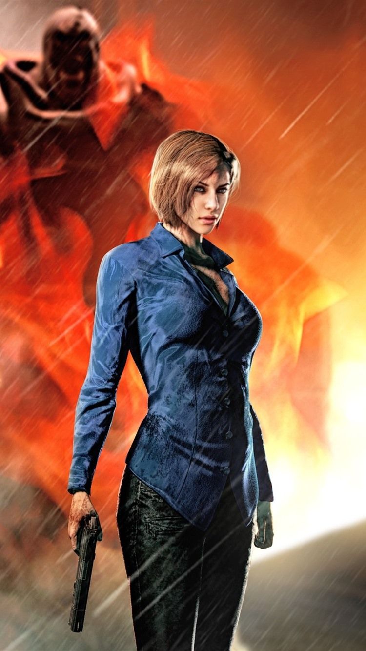 Resident Evil 3: Nemesis, Girl, Gun, Rain 750x1334 IPhone 8 7 6 6S Wallpaper, Background, Picture, Image