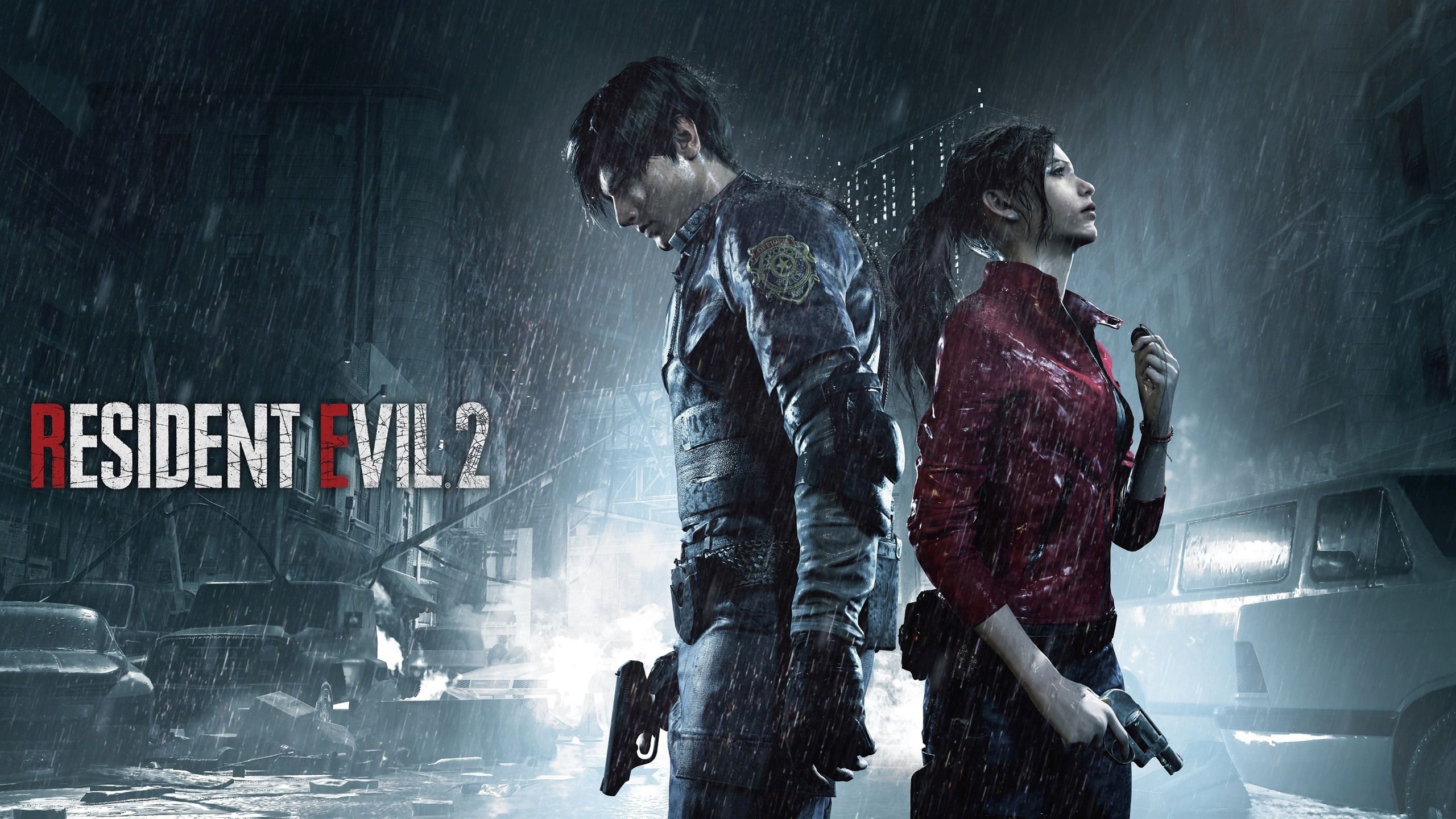 Wallpaper Resident Evil boy and girl, rain 2560x1440 QHD Picture, Image