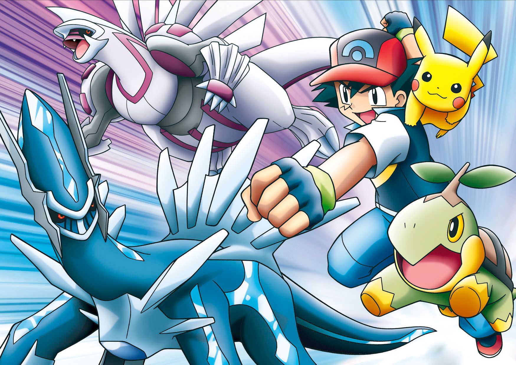 Pokemon Pikachu Ash Ketchum Turtwig Pokemon Palkia Pokemon Dialga Pokemon Wallpaper:1749x1239