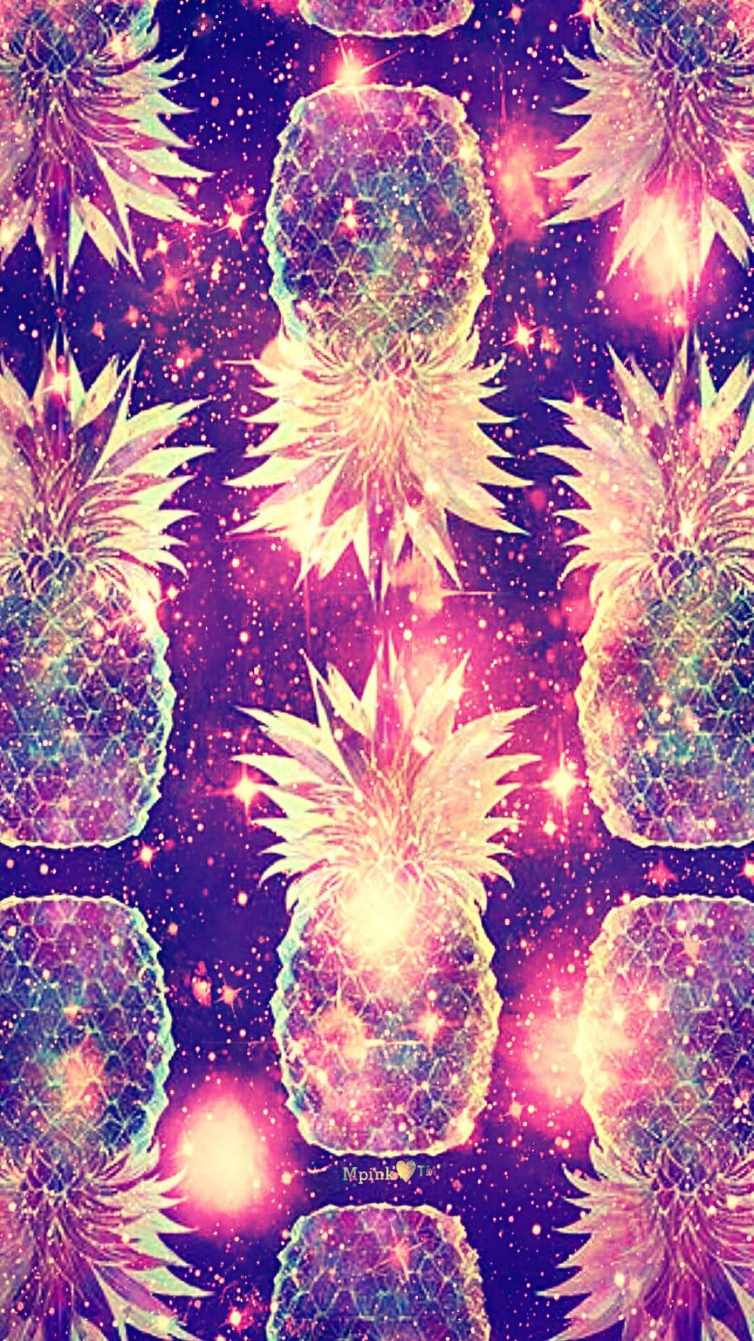 Glow Pineapples Galaxy Wallpaper Pineapple Background