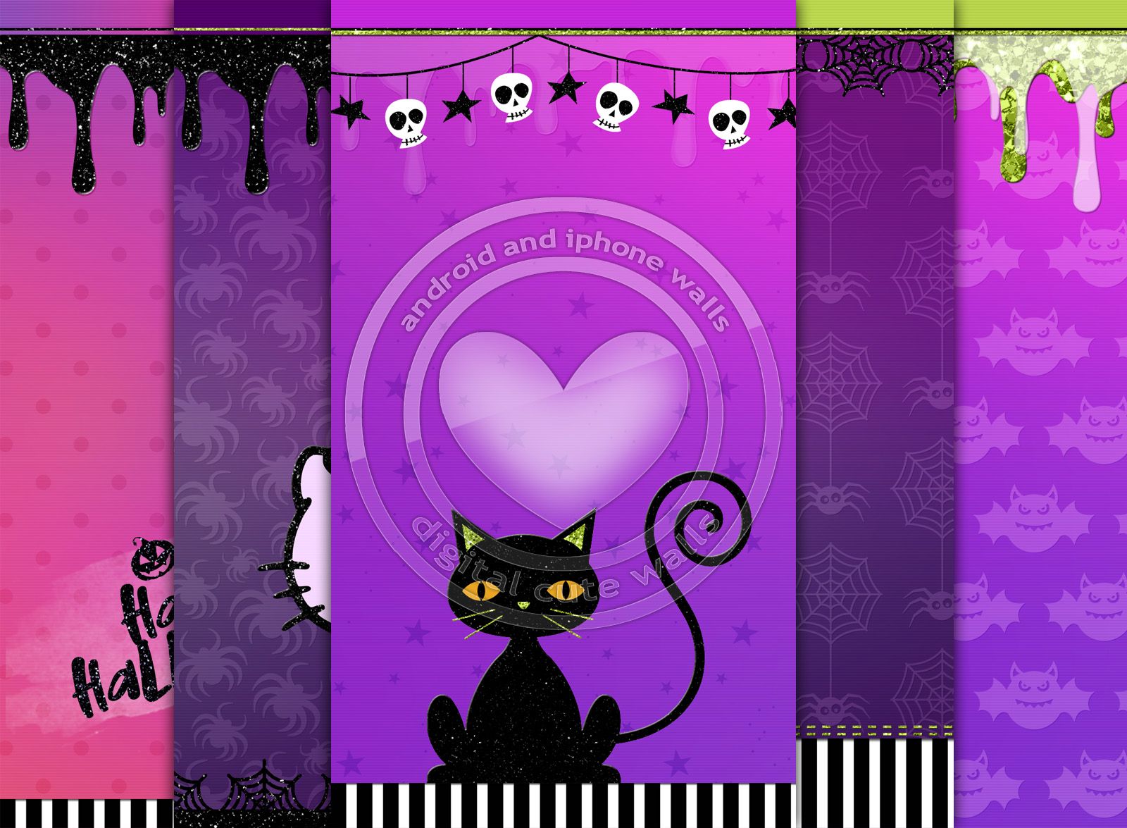 ♡ Cute Walls ♡: Purple halloween wallpaper set
