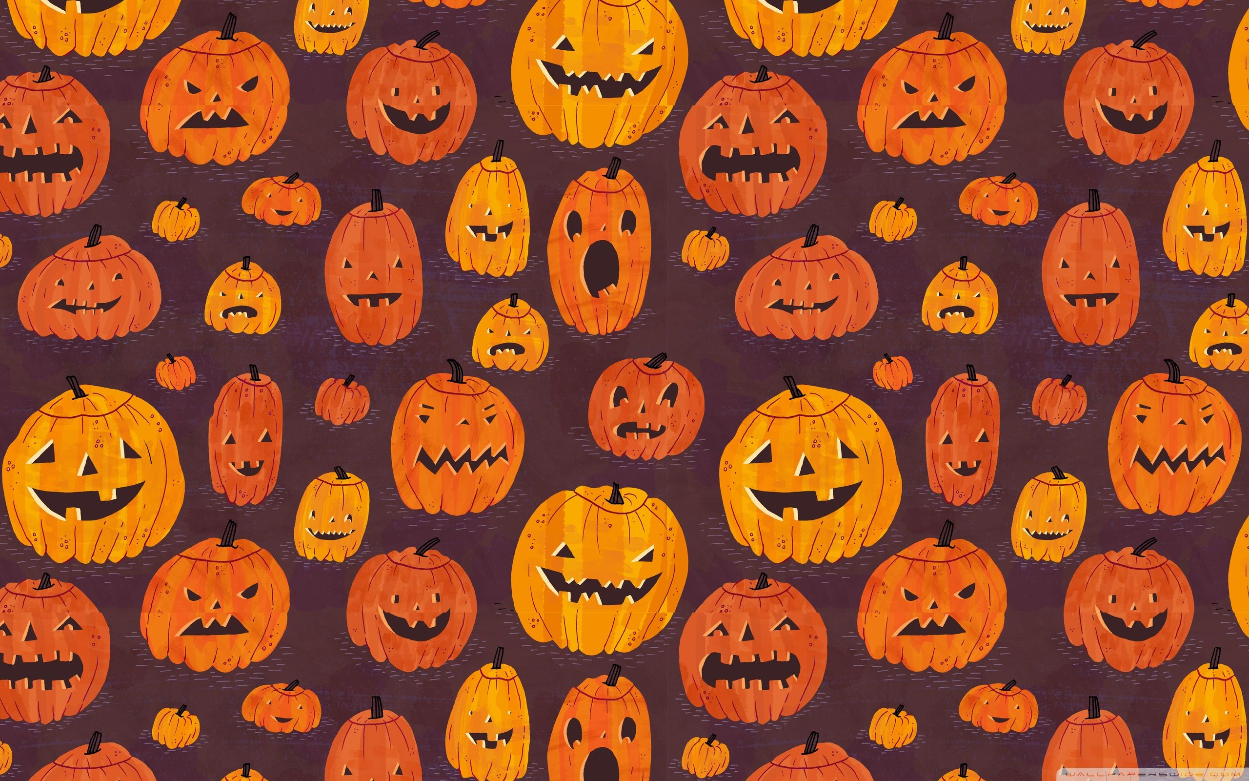 Halloween Pumpkins Pattern Ultra HD Desktop Background Wallpaper for 4K UHD TV, Tablet