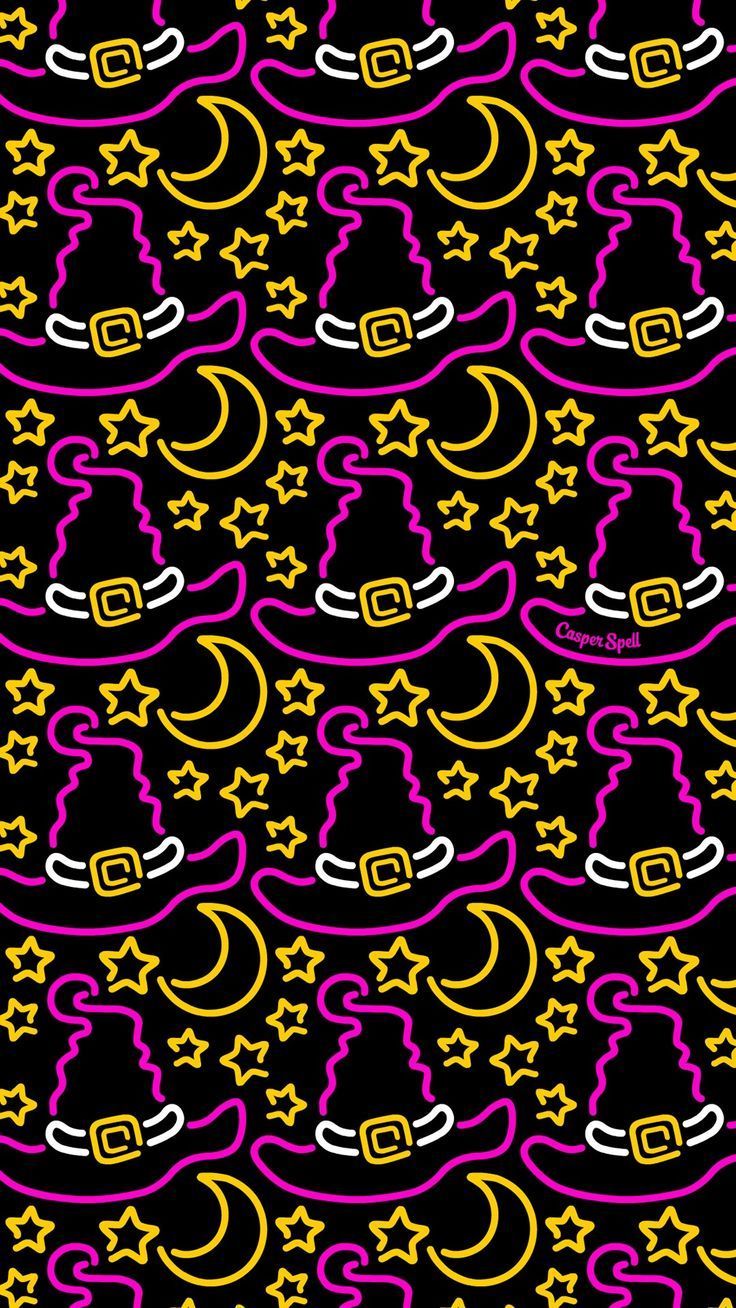 Neon witch pattern sign witches witchcraft coven Halloween cute spooky repeat su., #coven .. Halloween wallpaper, Witchy wallpaper, Halloween wallpaper iphone