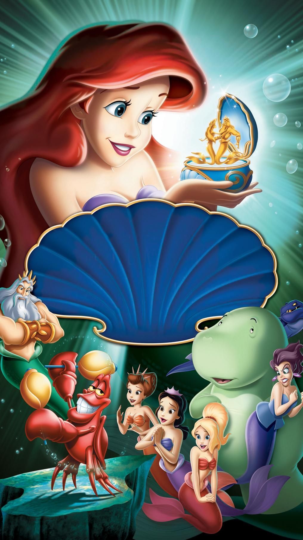 The Little Mermaid: Ariel's Beginning (2008) Phone Wallpaper. Moviemania. Invitaciones de cumpleaños de sirena, Bebé sirena, Sirenas