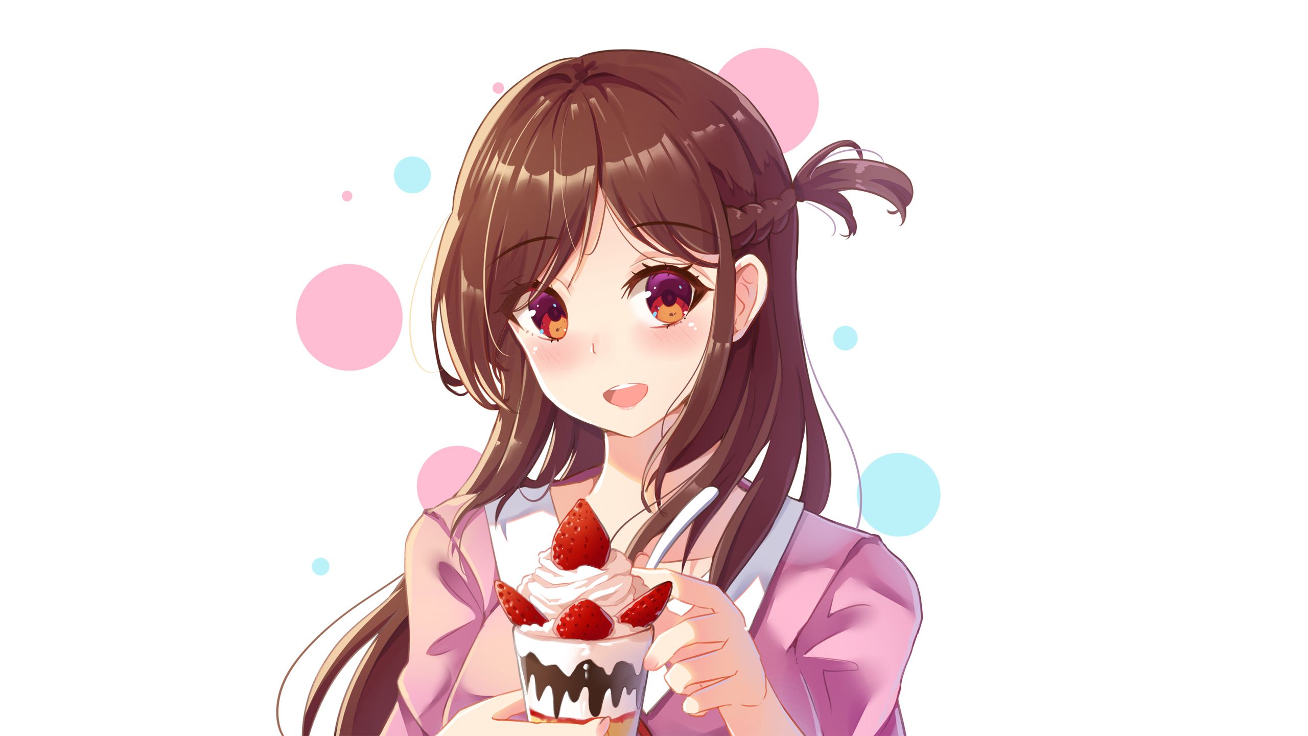 Anime Girls Strawberries Ice Cream Long .wallha.com