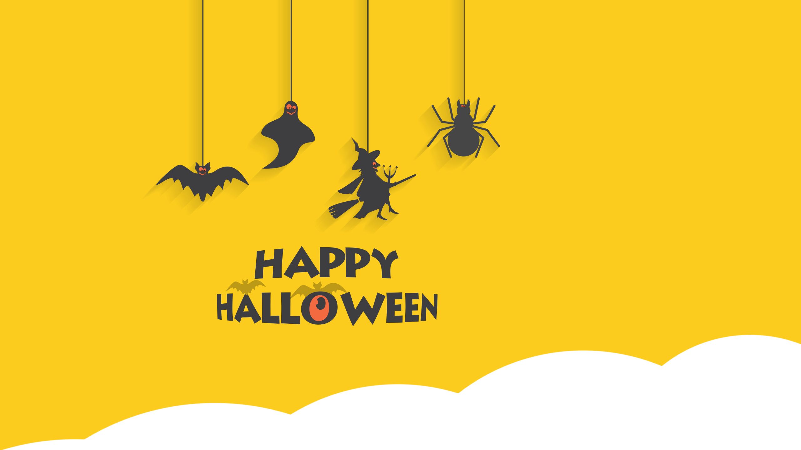 Wallpaper Happy Halloween, Minimal, Yellow, HD, Celebrations / Halloween,. Wallpaper for iPhone, Android, Mobile and Desktop