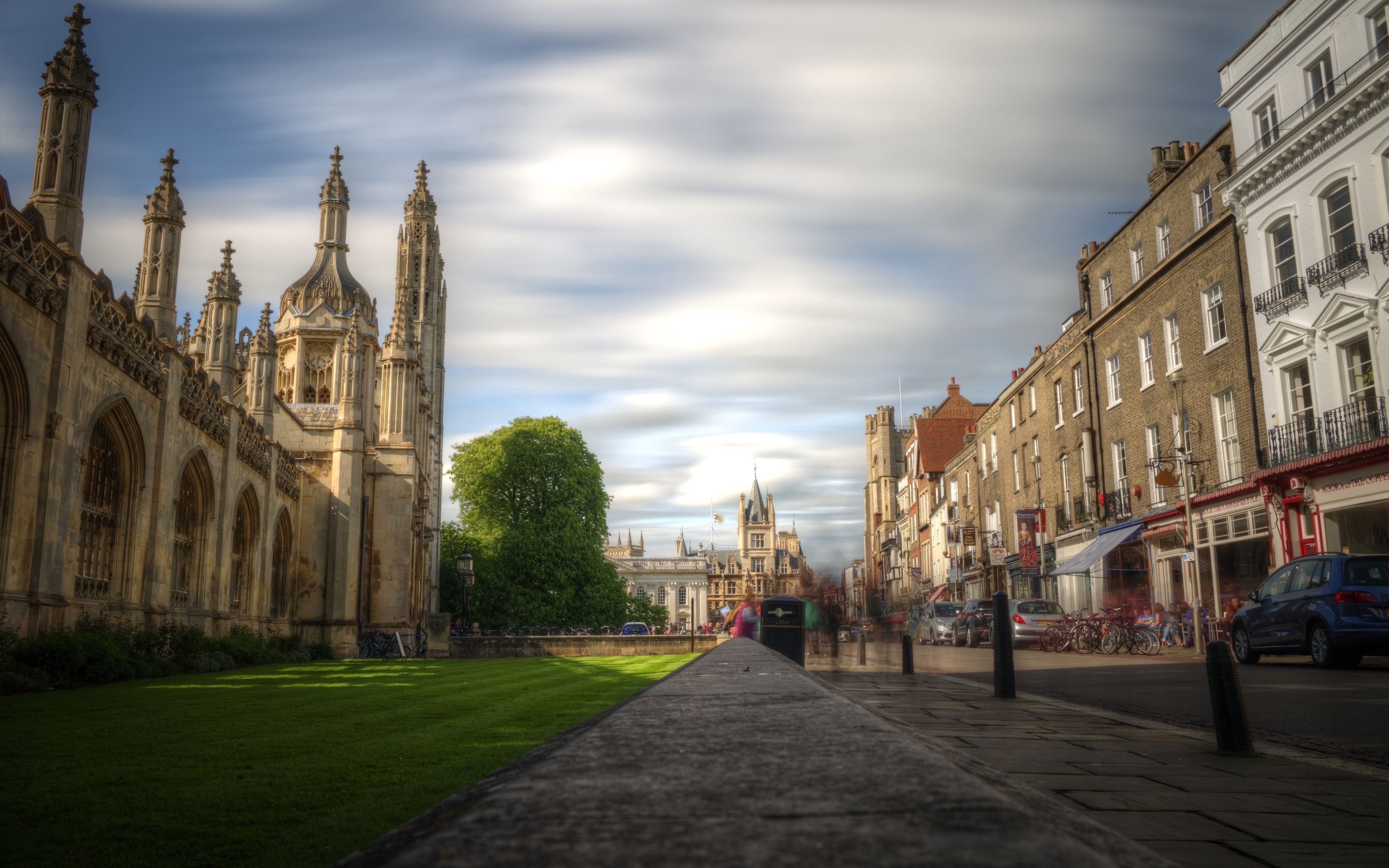 Download wallpaper building of university, church, cambridge, street, home, uk for desktop with resolution 3840x2400. High Quality HD picture wallpaper