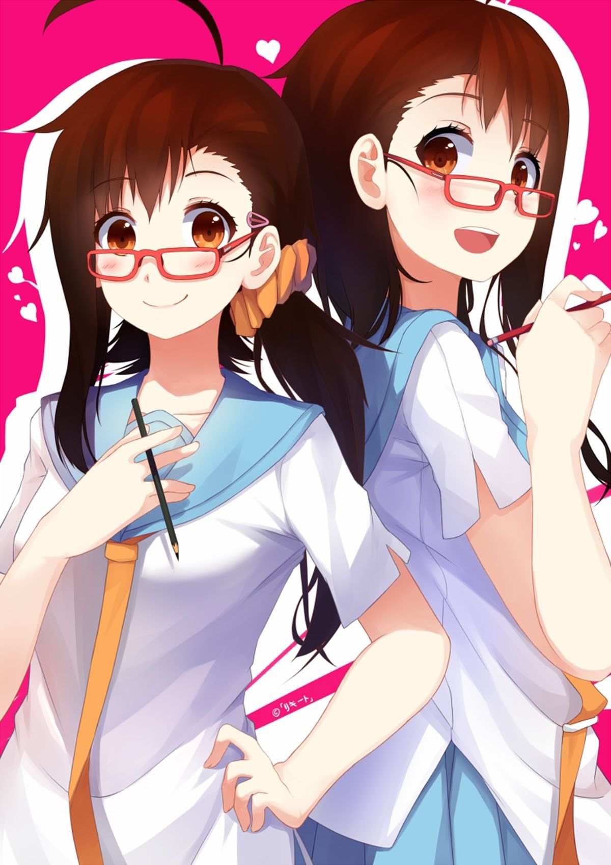 Nisekoi, Onodera Kosaki, Onodera Haru, Anime Girls, Glasses, Meganekko, School Uniform Wallpaper HD / Desktop and Mobile Background